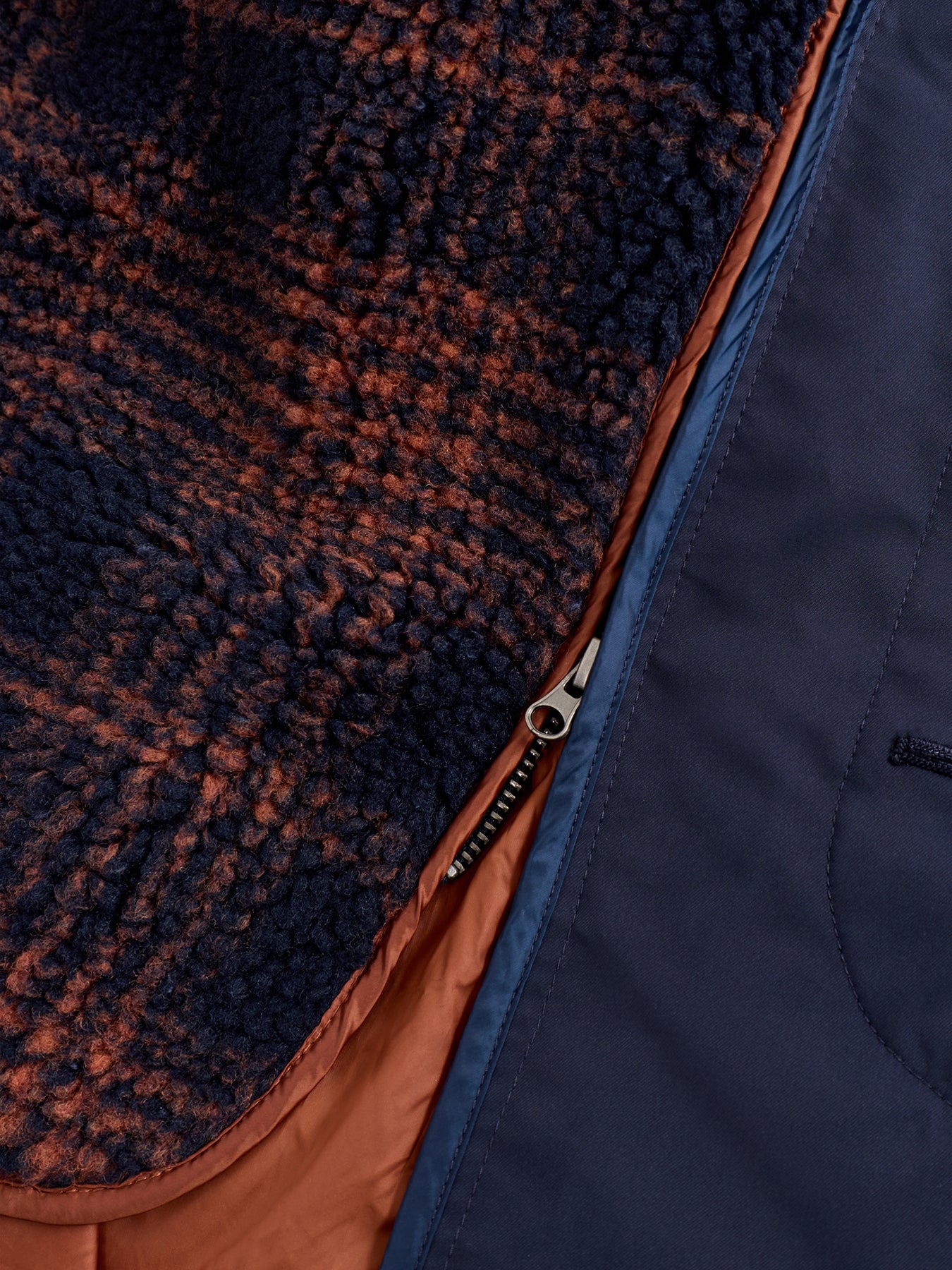 Zip Coat with Removable Lining Navy - Image 3