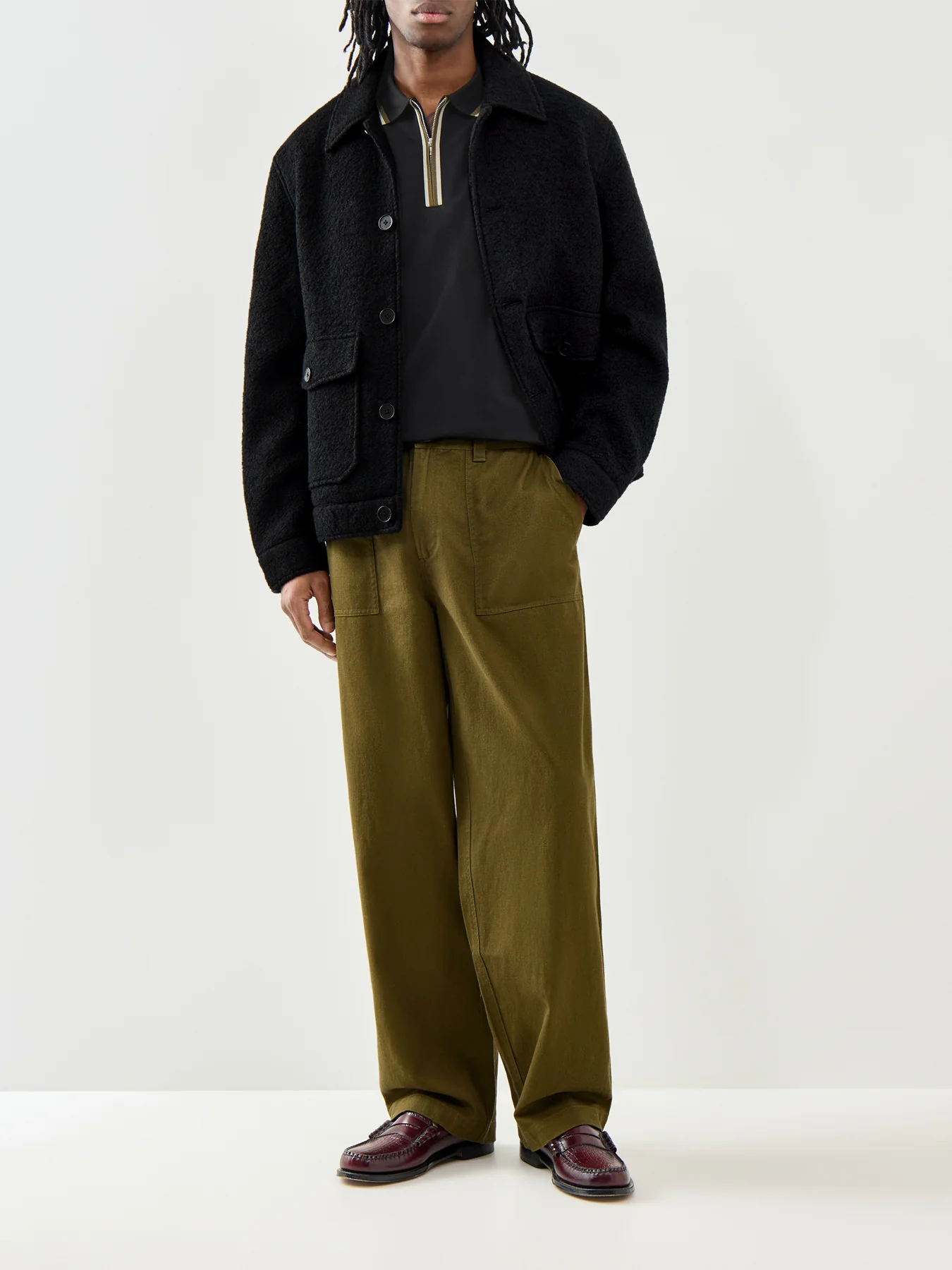 PS Paul Smith Zip Neck Cotton Polo Shirt Black - Image 2