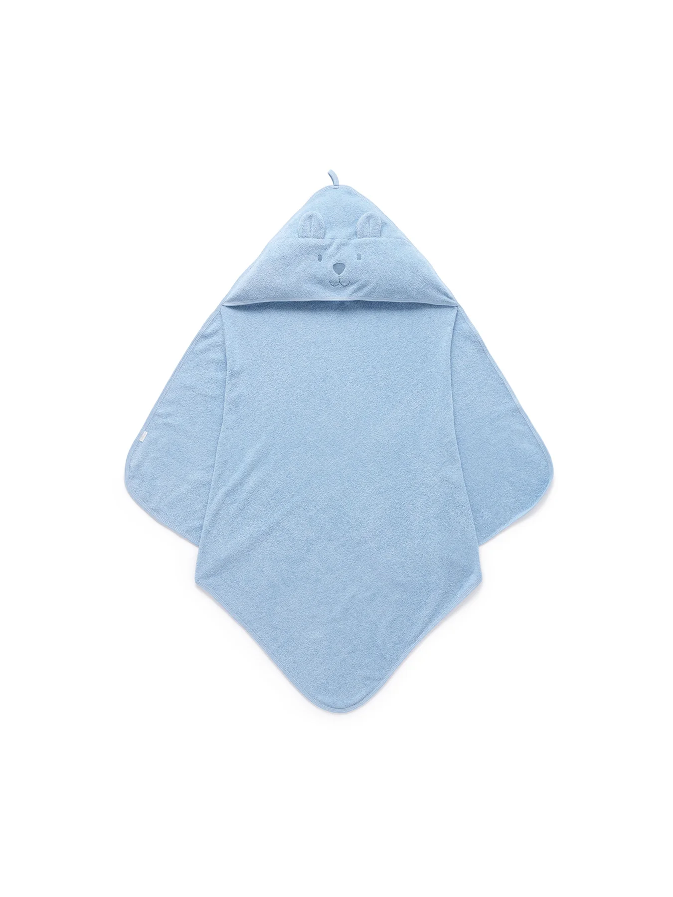Purebaby Essential Bear Towel Pale Blue Melange