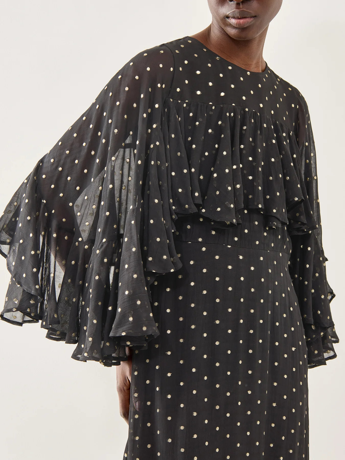 Petula Gold Dot Caped Maxi Gold - Image 3