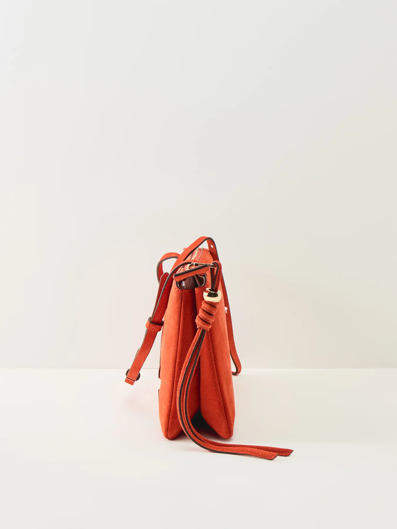 Romilly Suede Medium Ziptop Crossbody Red - Image 4