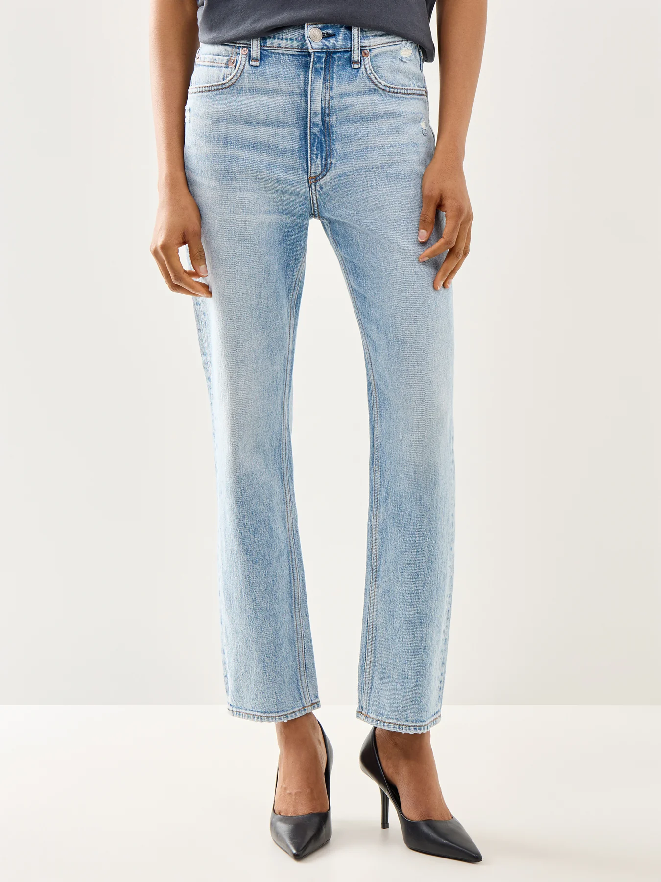 Harlow Mid Rise Ankle Straight Jeans Blue - Image 4
