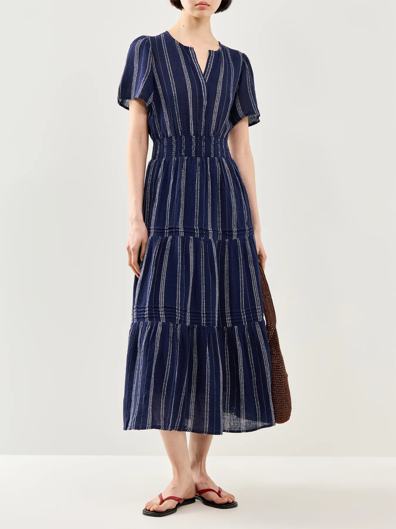 Cannes Fitted Midi Dress Stripe - Image 2