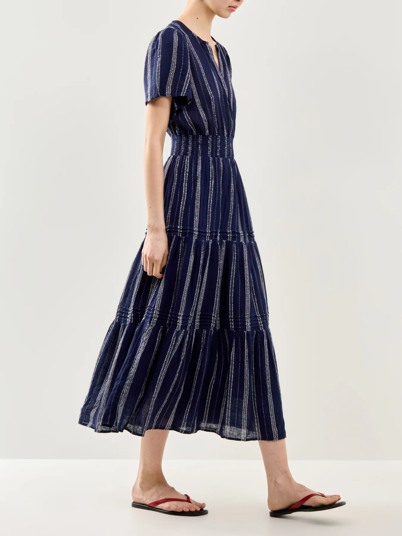 Cannes Fitted Midi Dress Stripe - Image 4