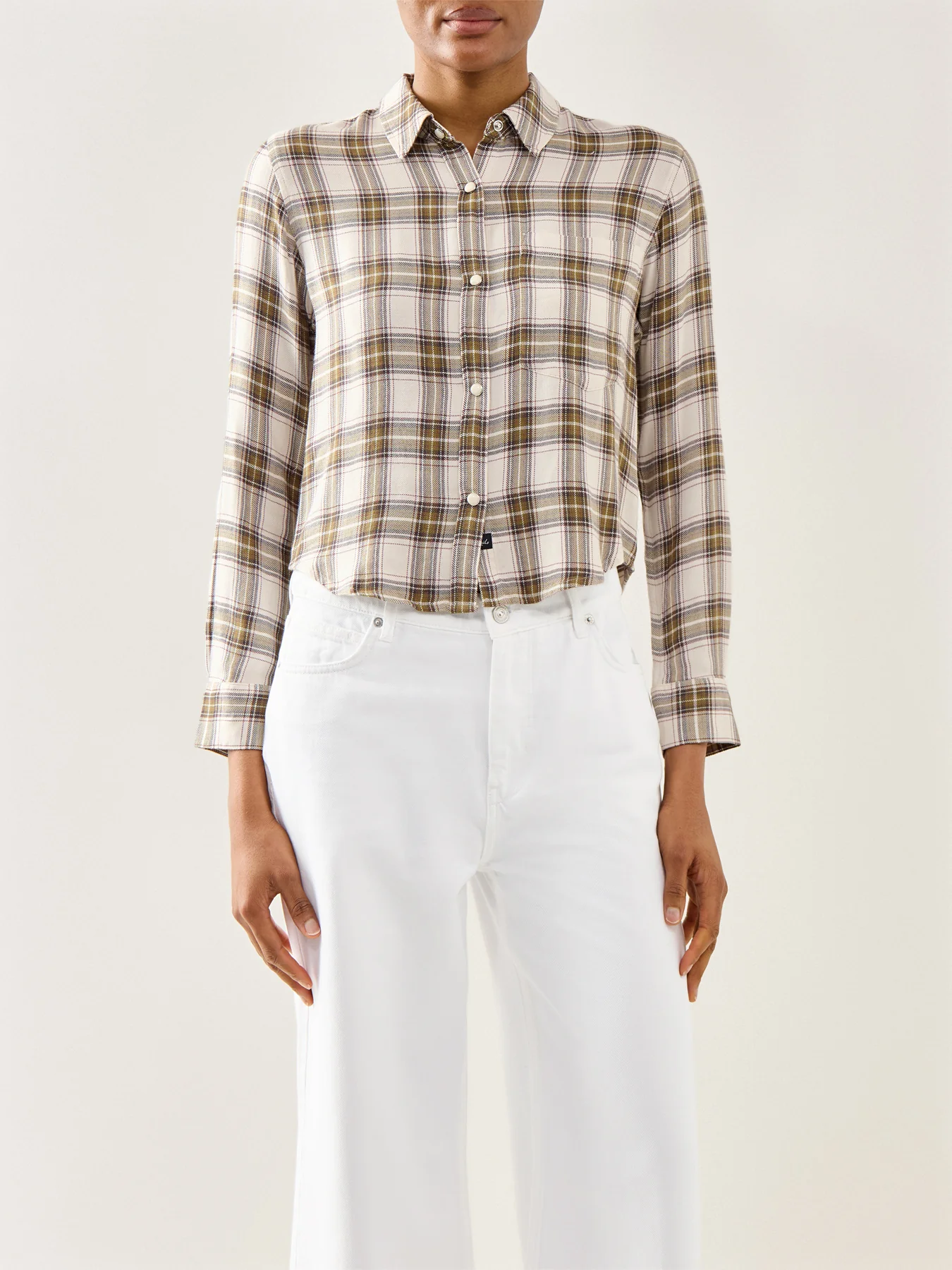 Malin Cropped Brushed Shirt Multi - Image 4