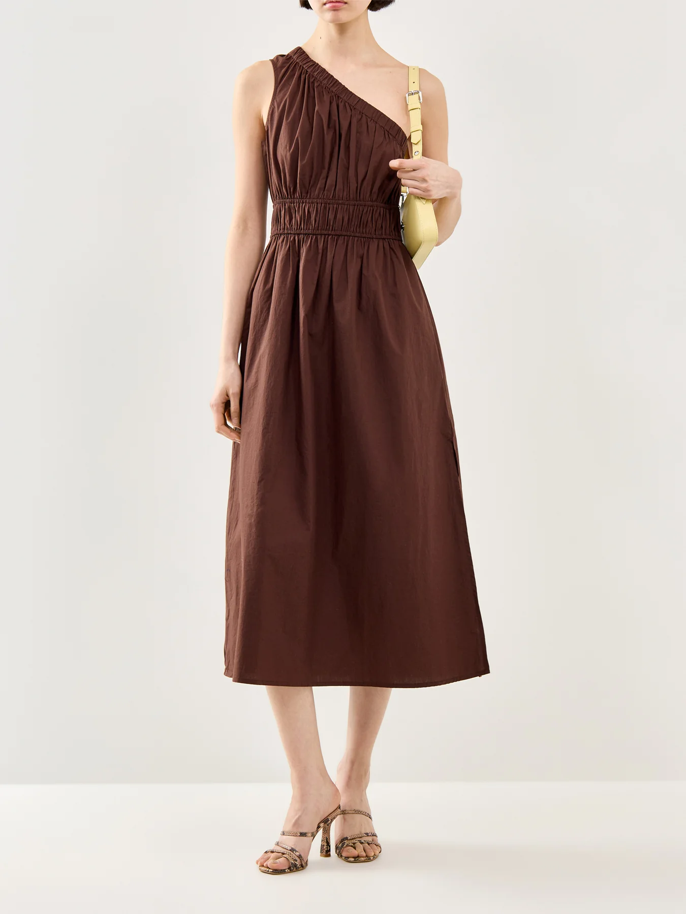 Selani Fitted Midi Dress Brown - Image 2