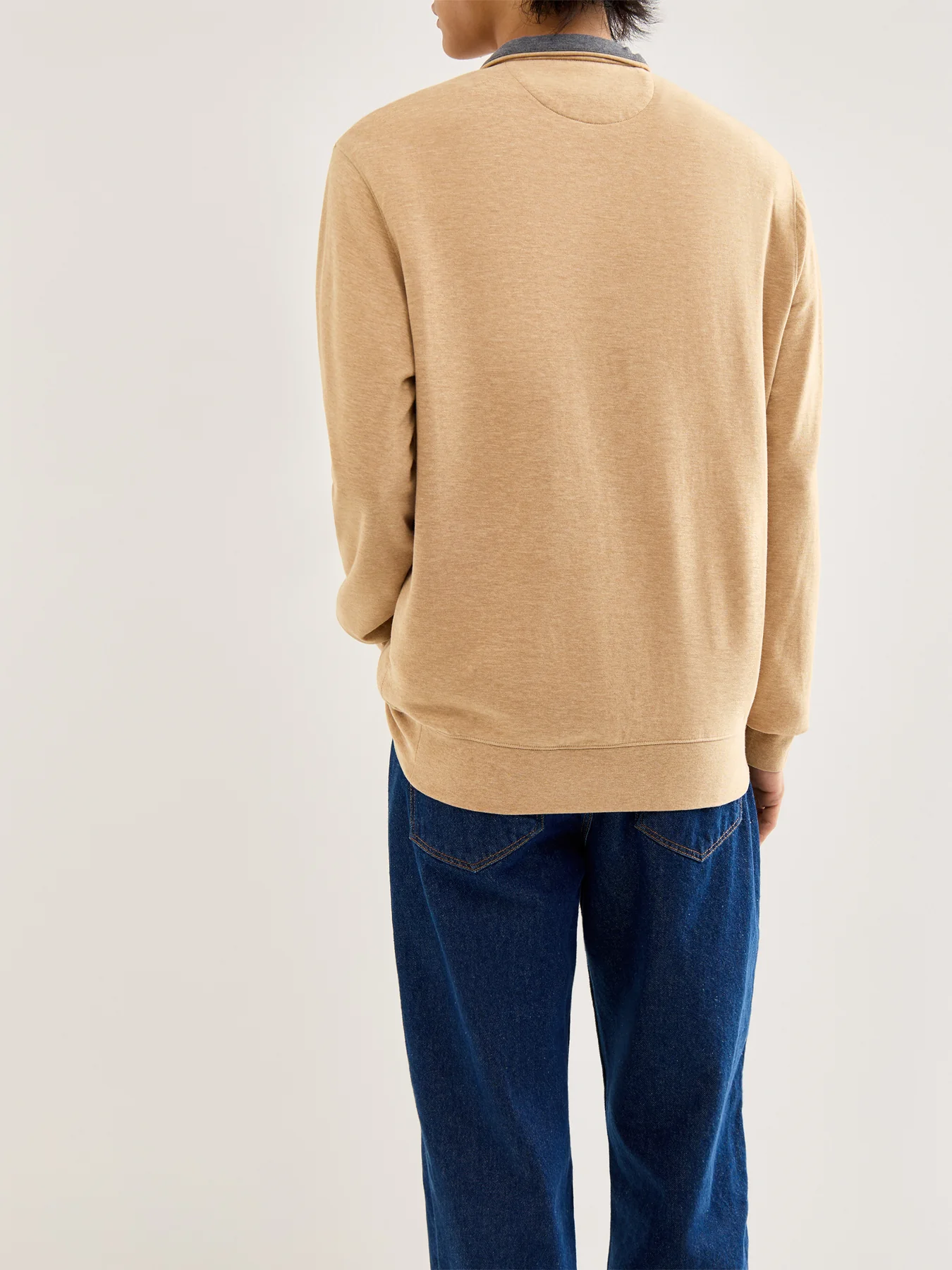 Double Knit 1/4 Zip Sweatshirt Tan - Image 5