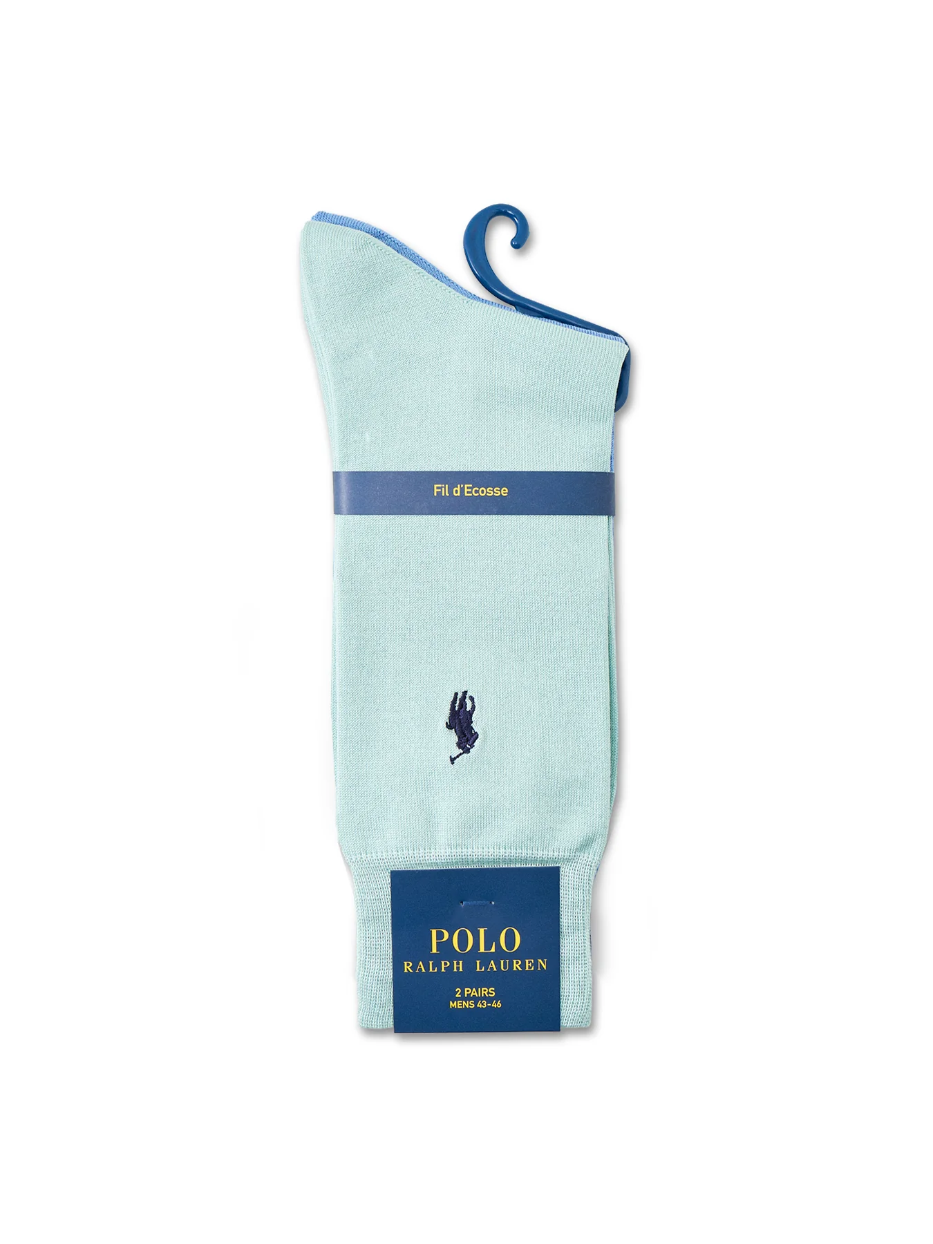 2 Pack Mercerised Crew Socks Blue