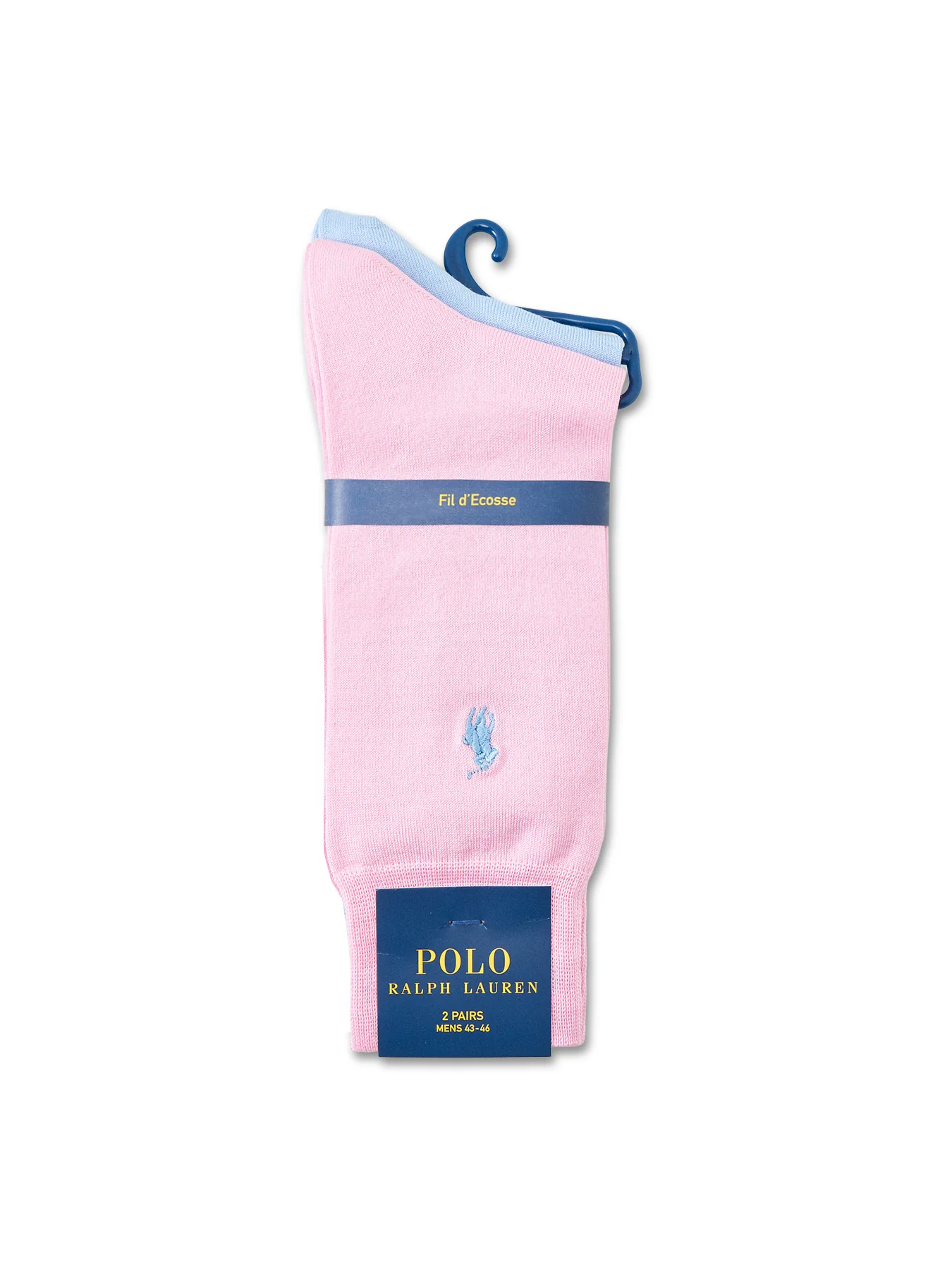 2 Pack Mercerised Crew Socks Pink Blue