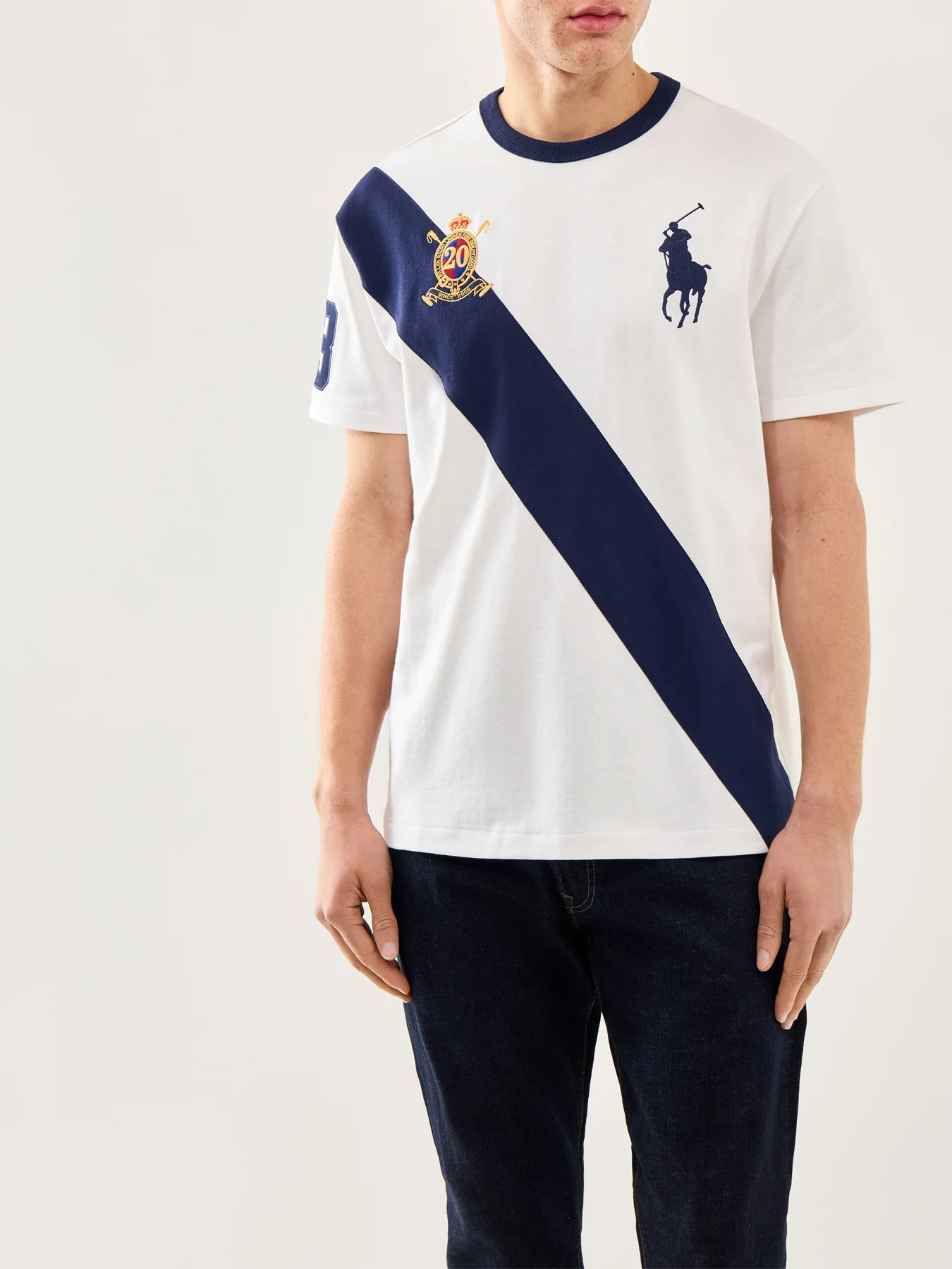 Diagonal Stripe Logo Tee White - Image 4