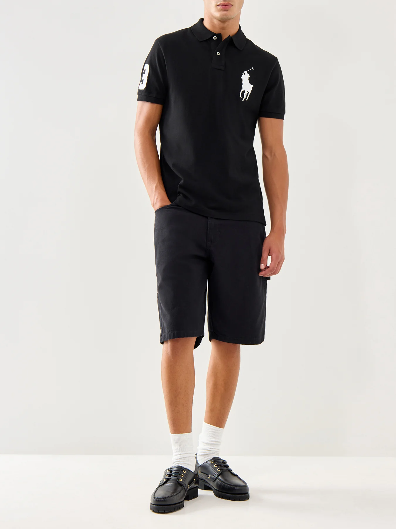 Big Short Sleeves Polo Top Black - Image 2