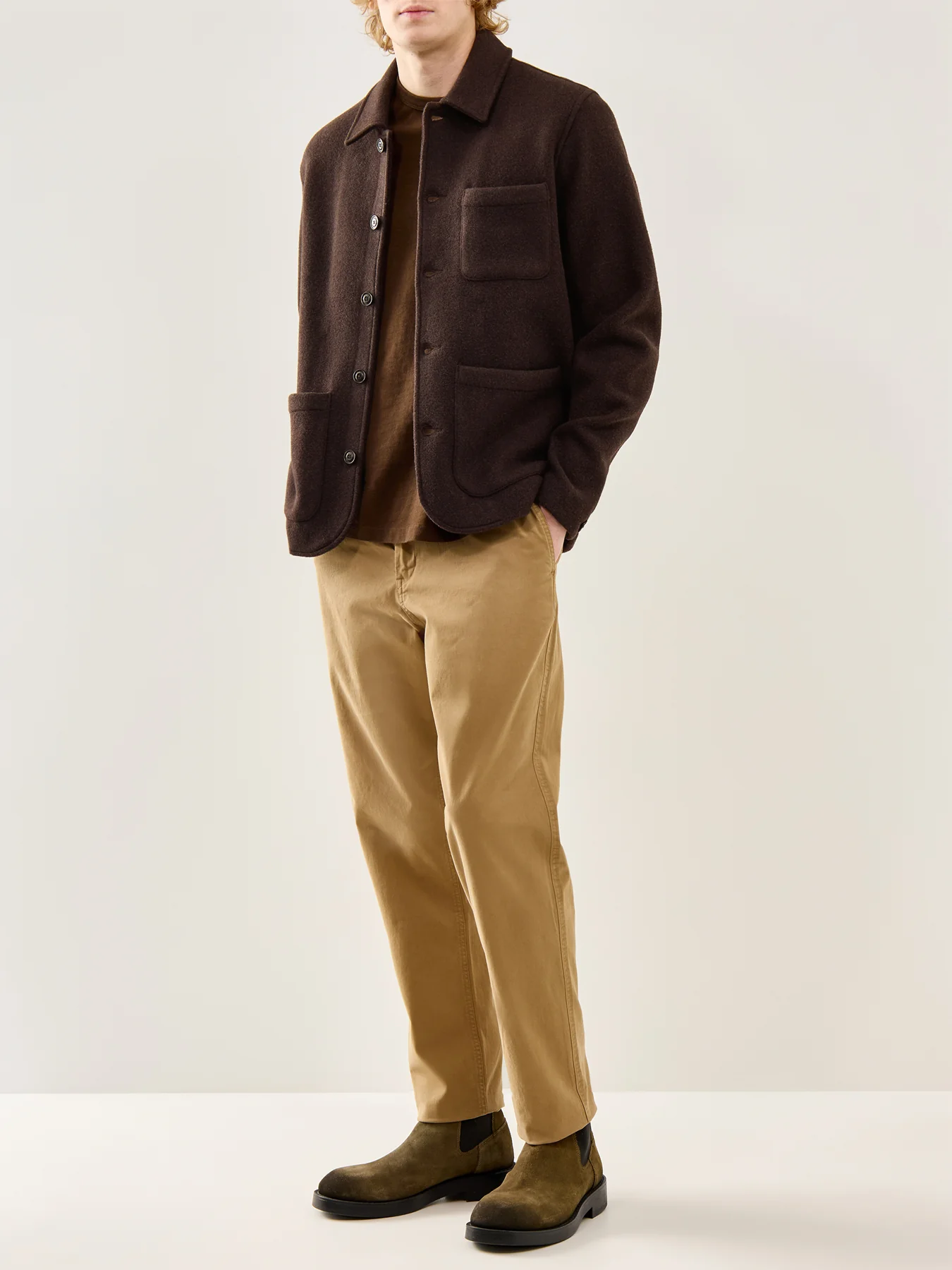 Brushed Double Knit Overshirt Dark Brown Heather - Image 2