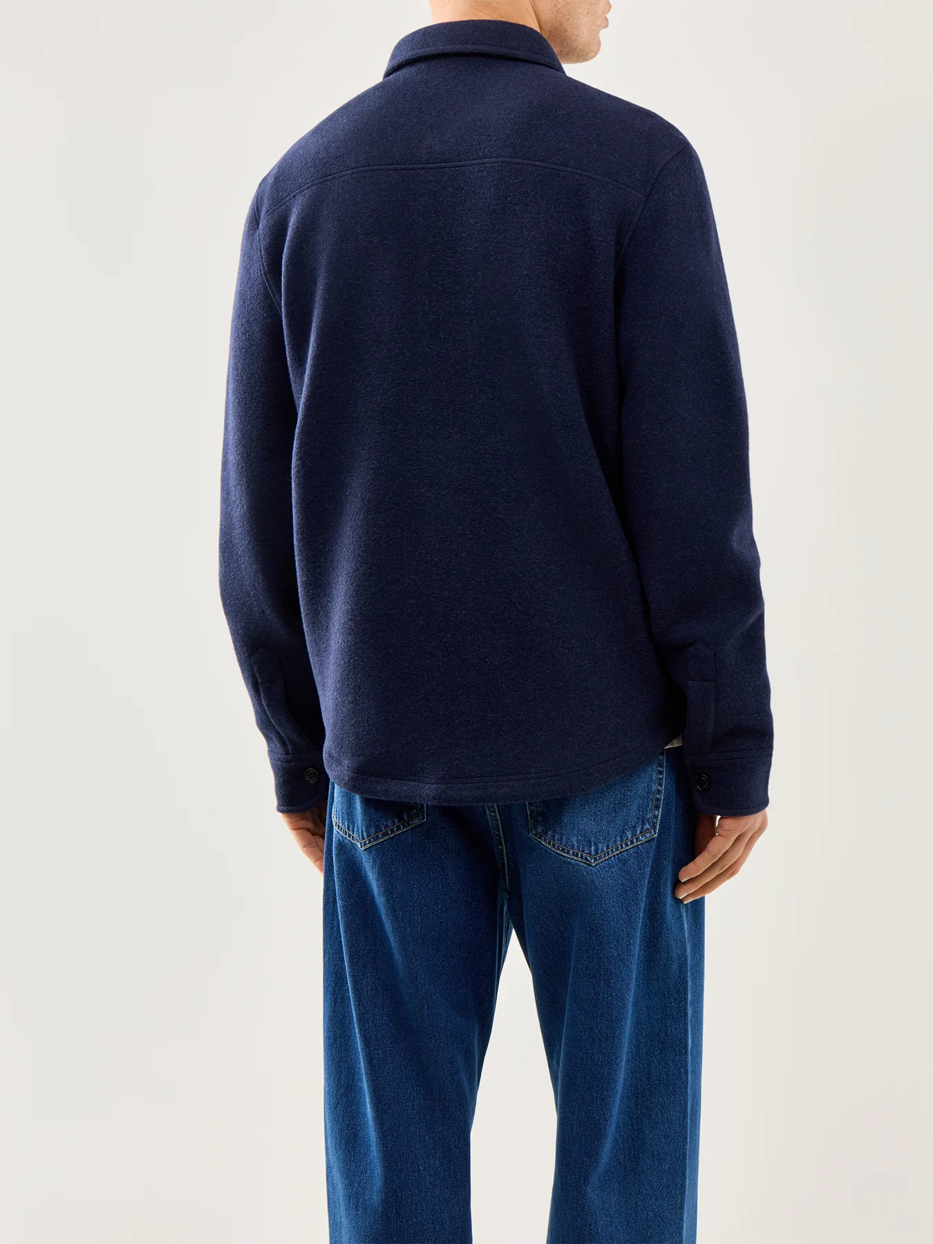 Brushed Double Knit Overshirt Navy - Image 5
