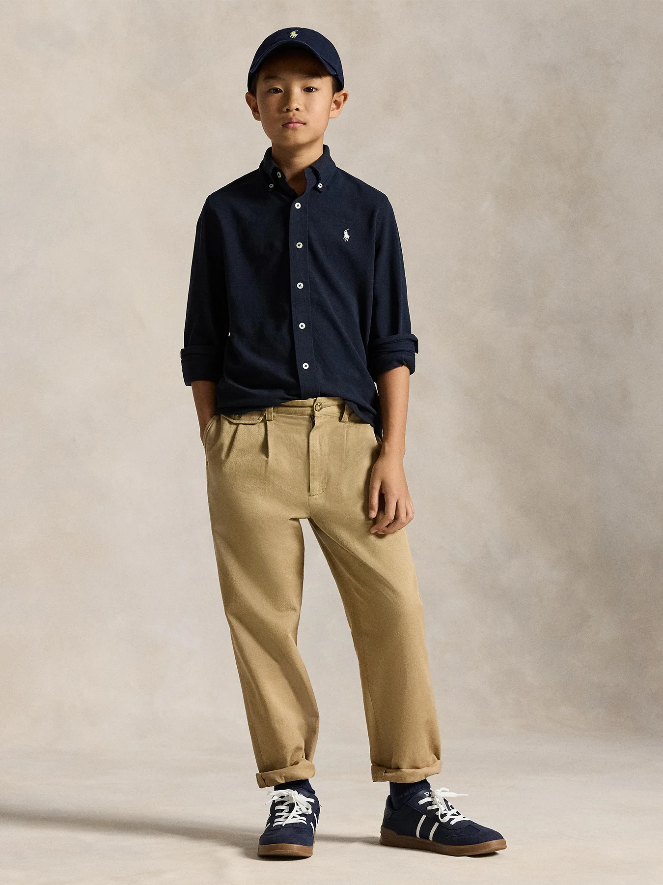 Kids' Featherweight Cotton Oxford Shirt Navy - Image 4