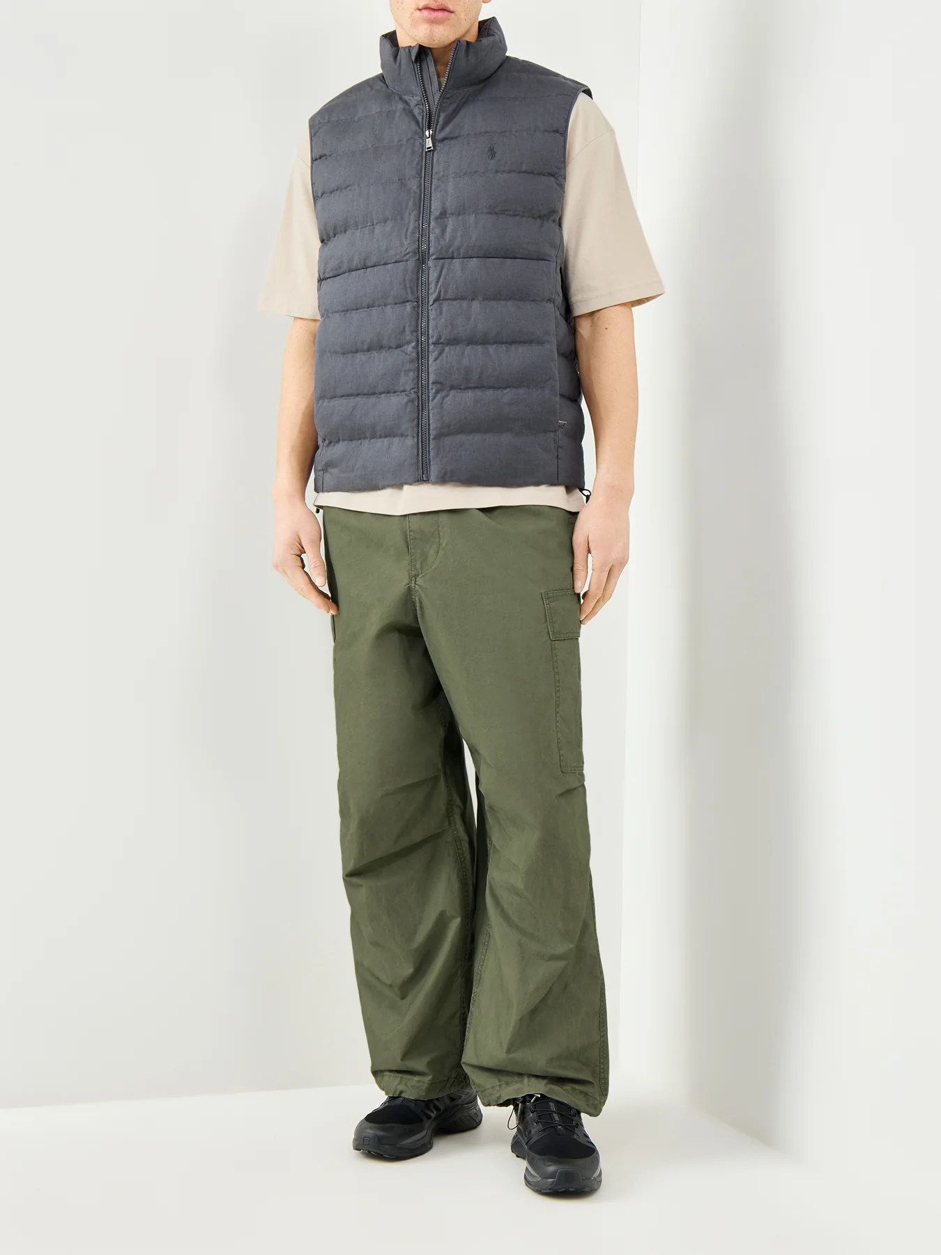 Light Puffer Linen Gilet Grey - Image 2