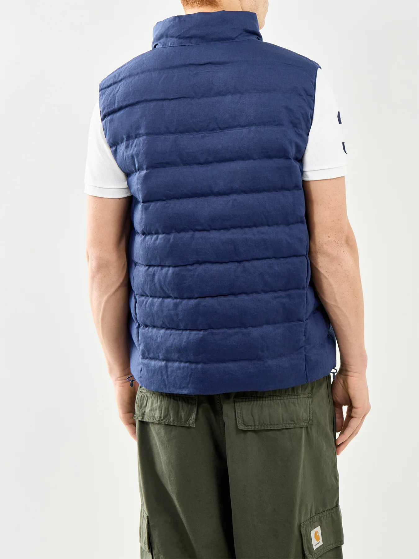 Light Puffer Linen Gilet Navy - Image 5