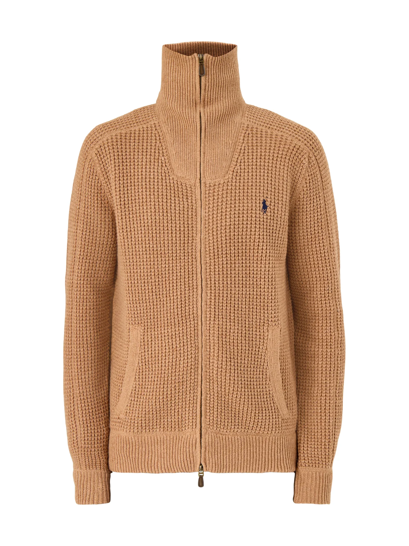 Cotton Wool Full Zip Knit Brown