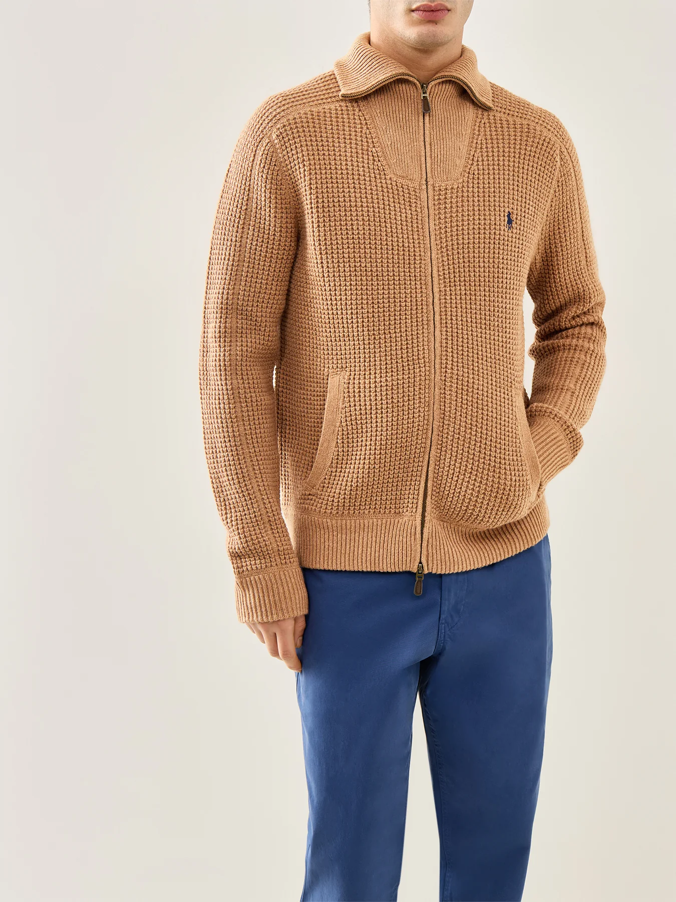 Cotton Wool Full Zip Knit Brown - Image 4