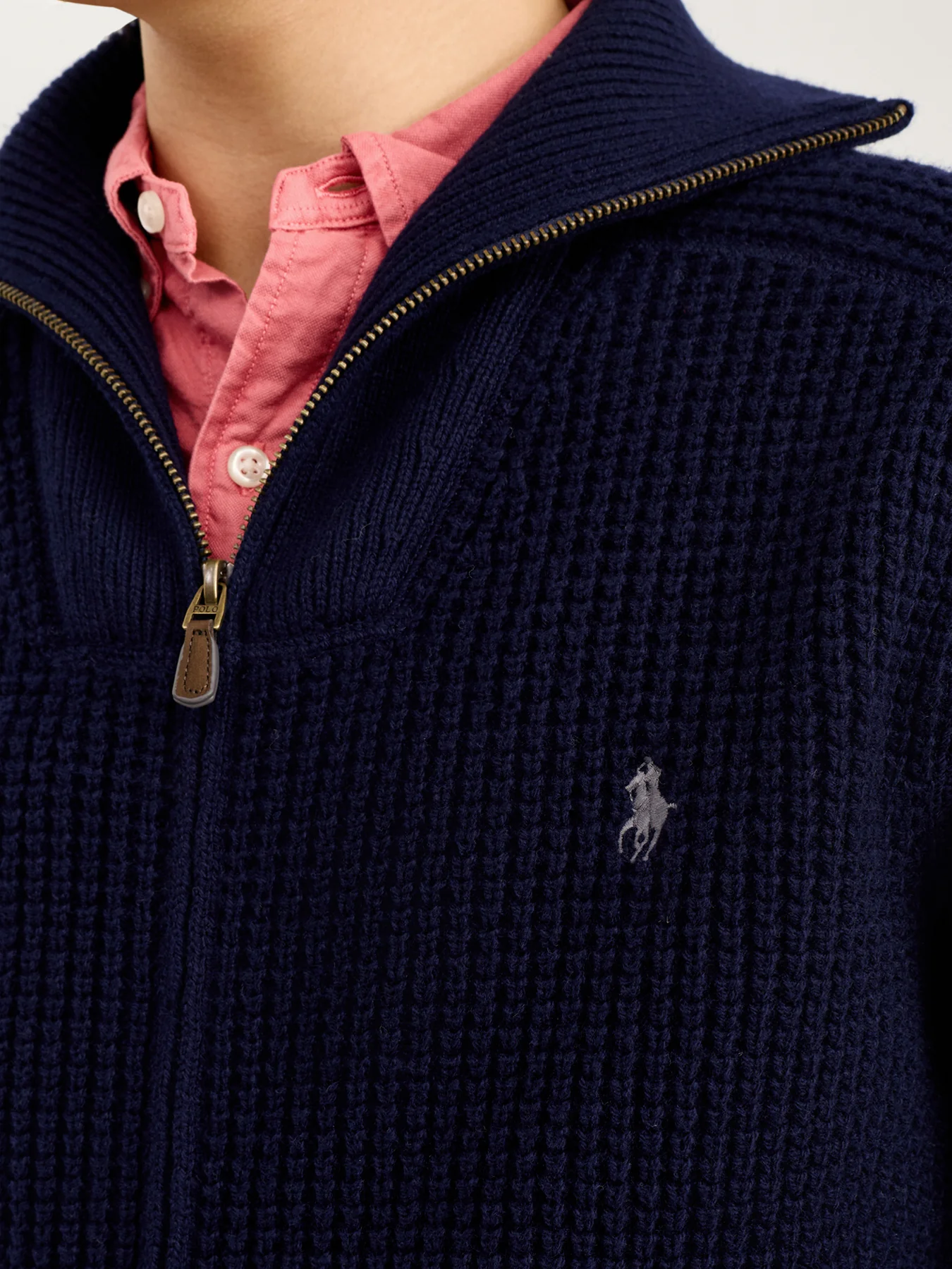 Cotton Wool Full Zip Knit Navy - Image 3