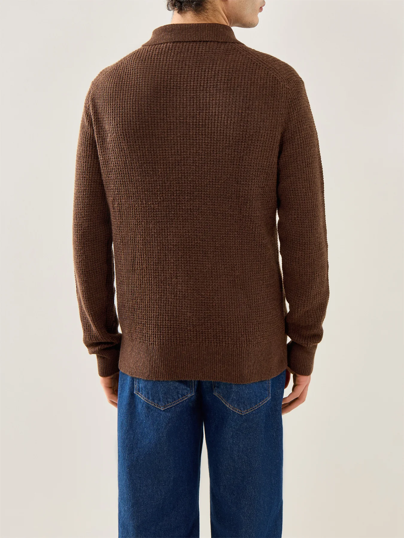 Cotton Wool Knitted Polo Shirt Brown - Image 5
