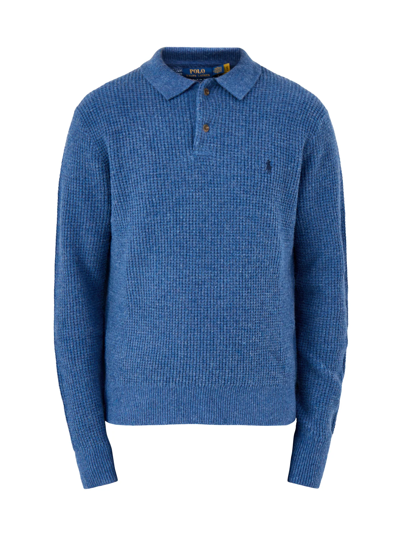 Cotton Wool Knitted Polo Shirt Navy