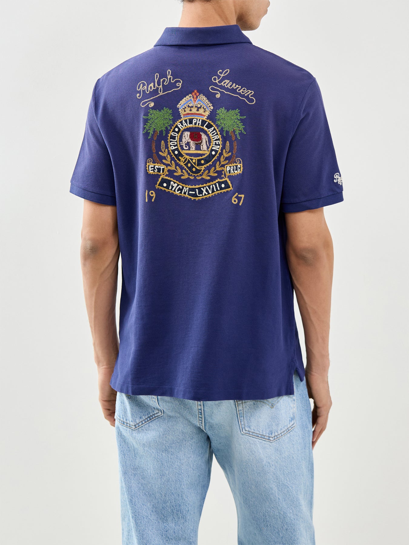 Crest Polo Shirt Blue - Image 5