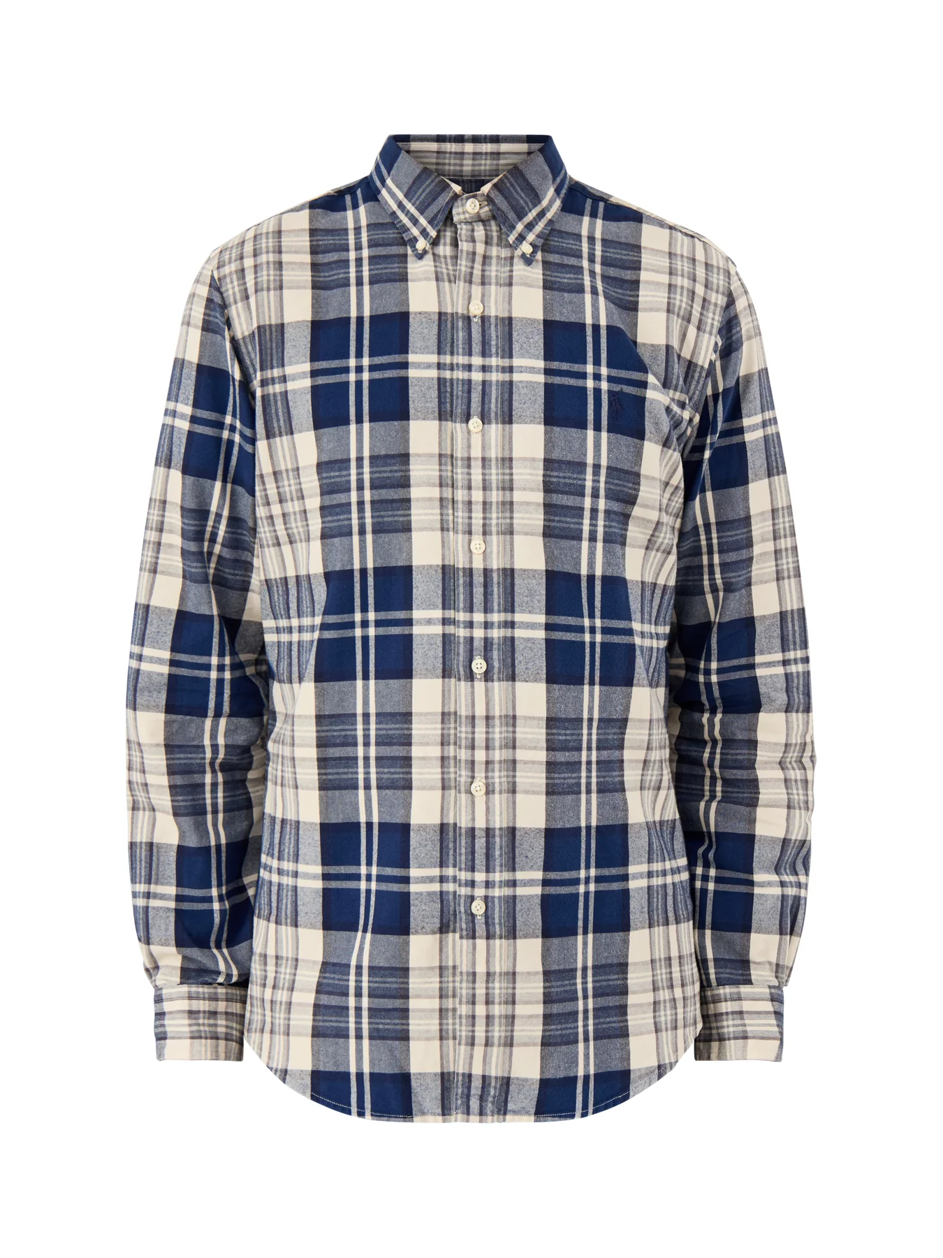 Custom Fit Brushed Oxford Check Shirt Navy