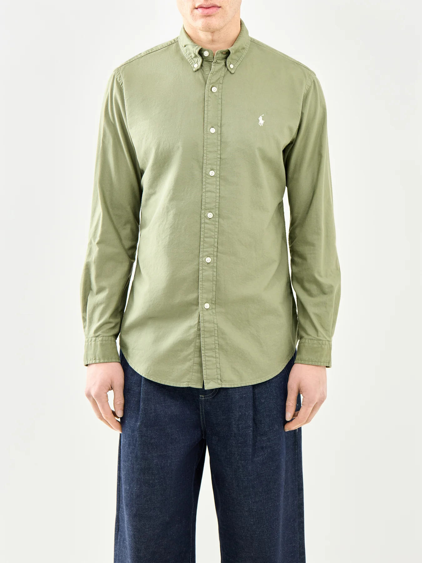 Garment-Dyed Oxford Shirt Khaki - Image 4
