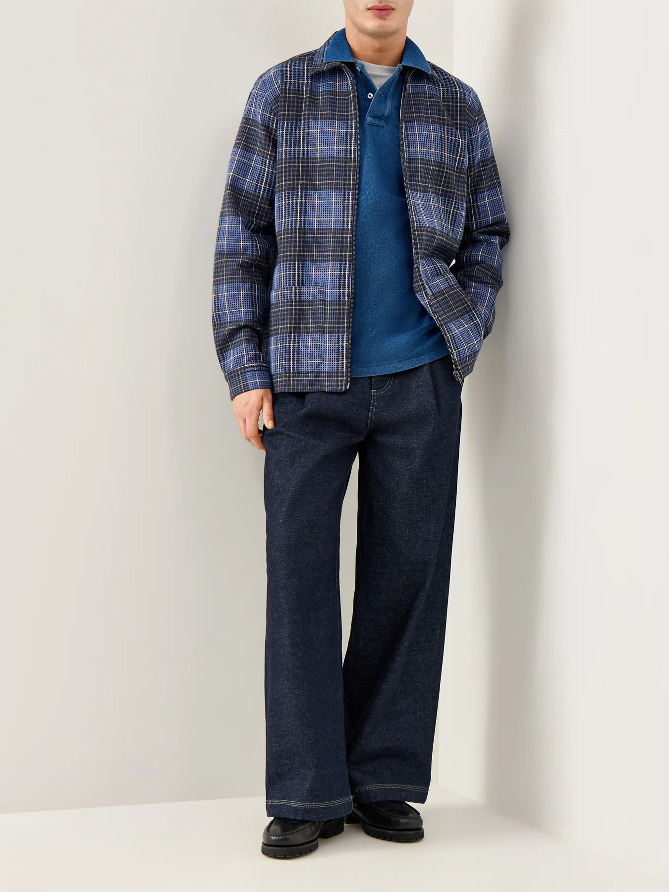 Custom Fit Long Sleeve Polo Shirt Blue - Image 2