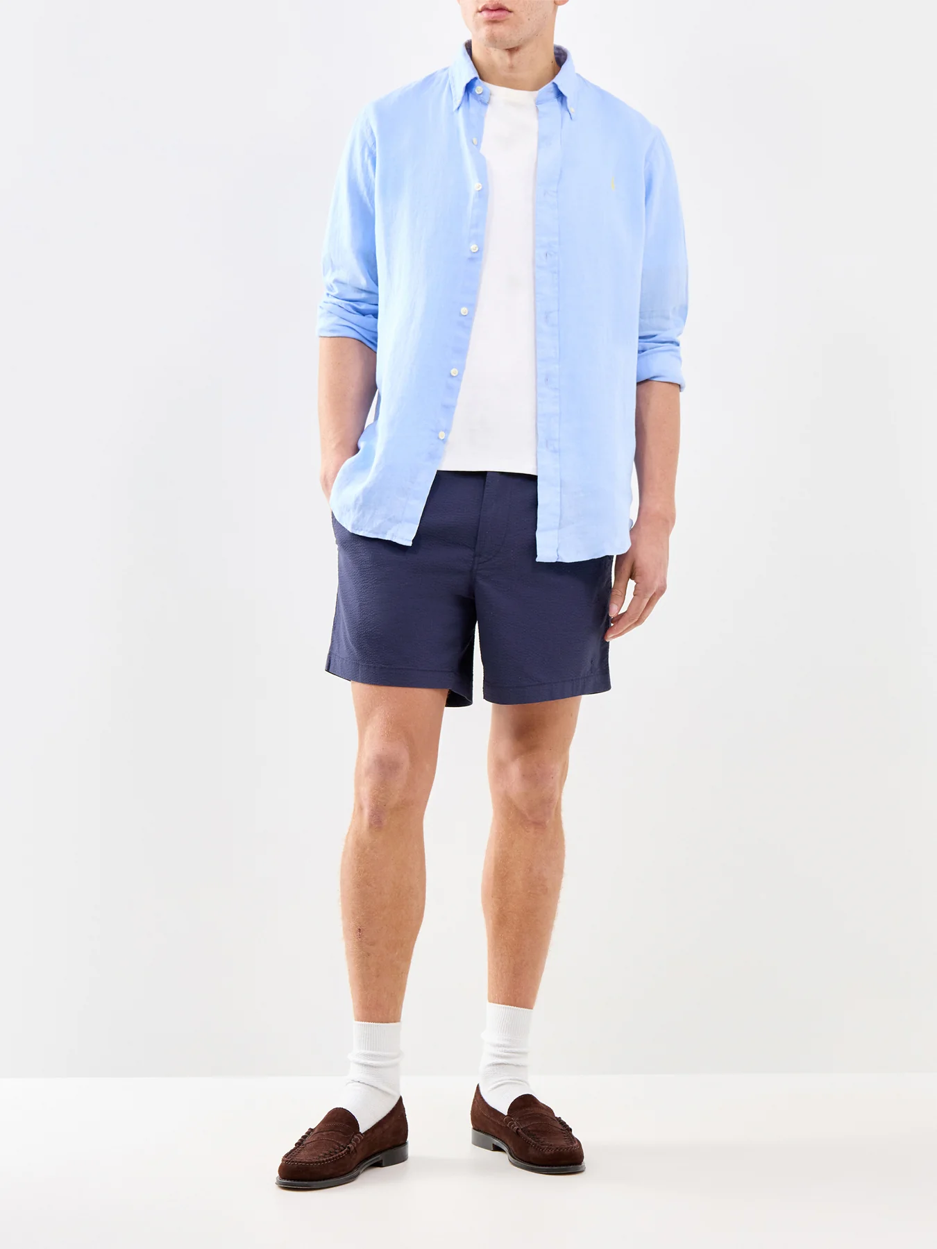 Custom Fit Linen Shirt Blue - Image 2