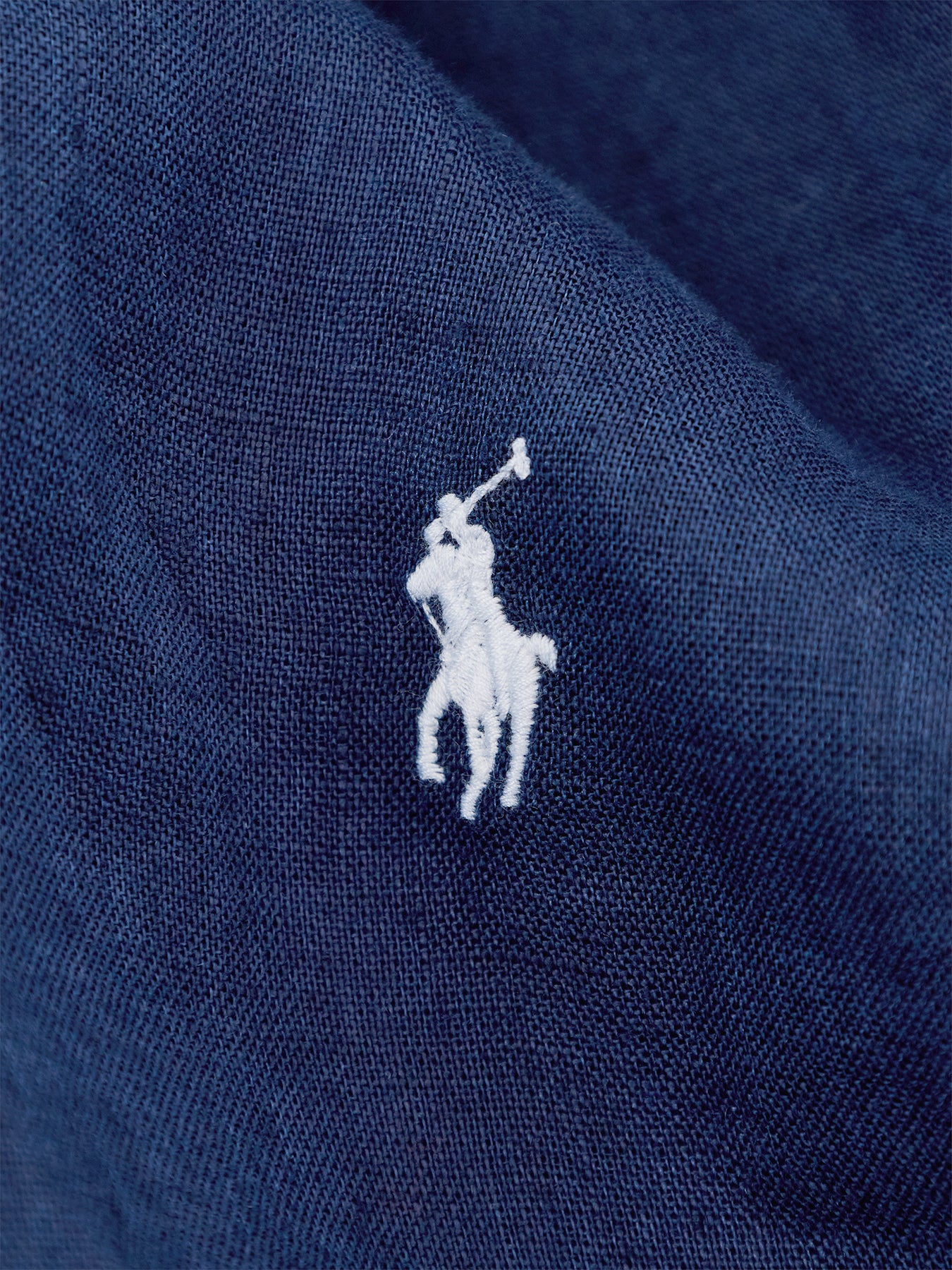 Custom Fit Linen Shirt Navy - Image 3