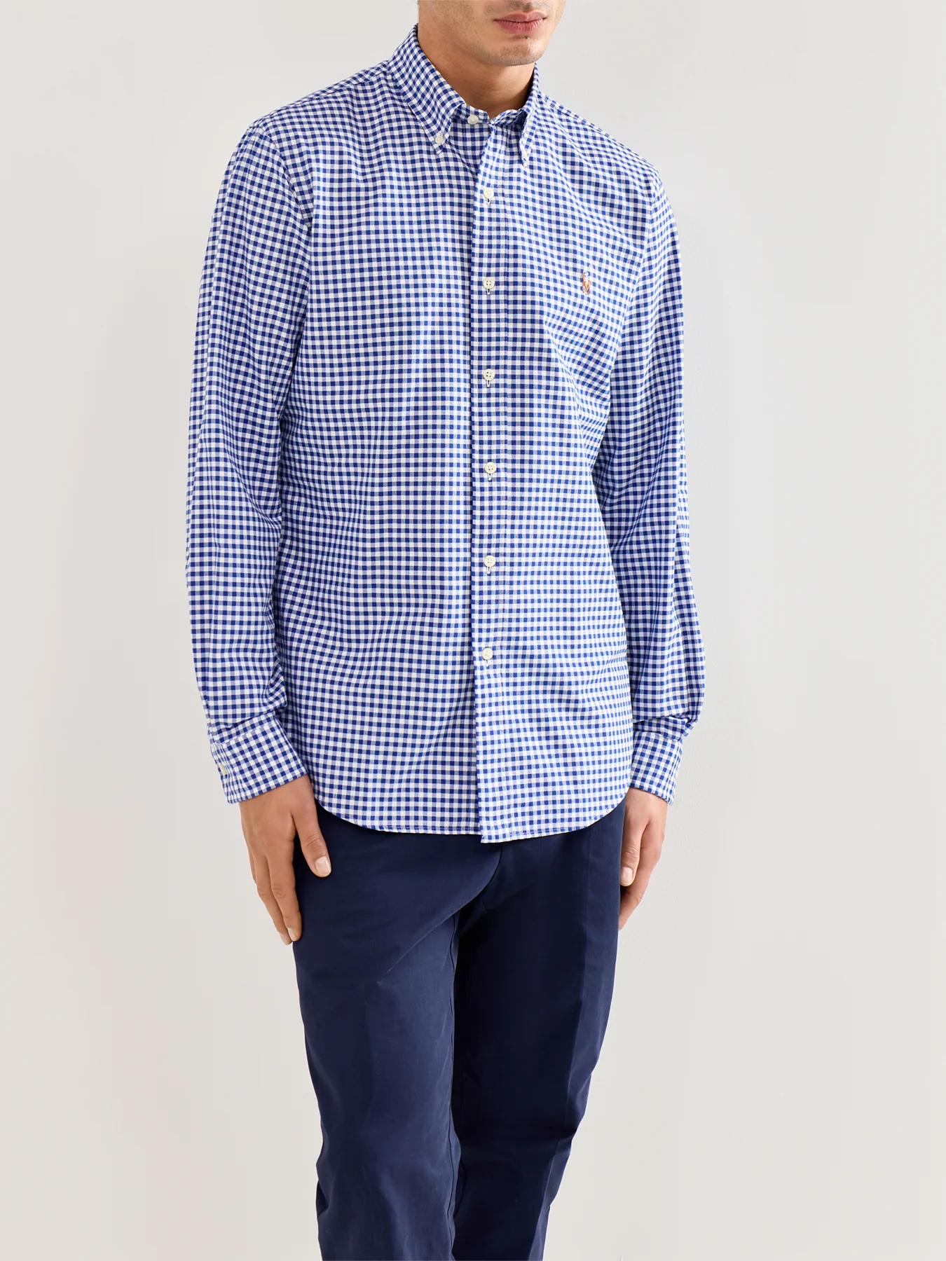 Custom Fit Oxford Check Shirt Blue - Image 4