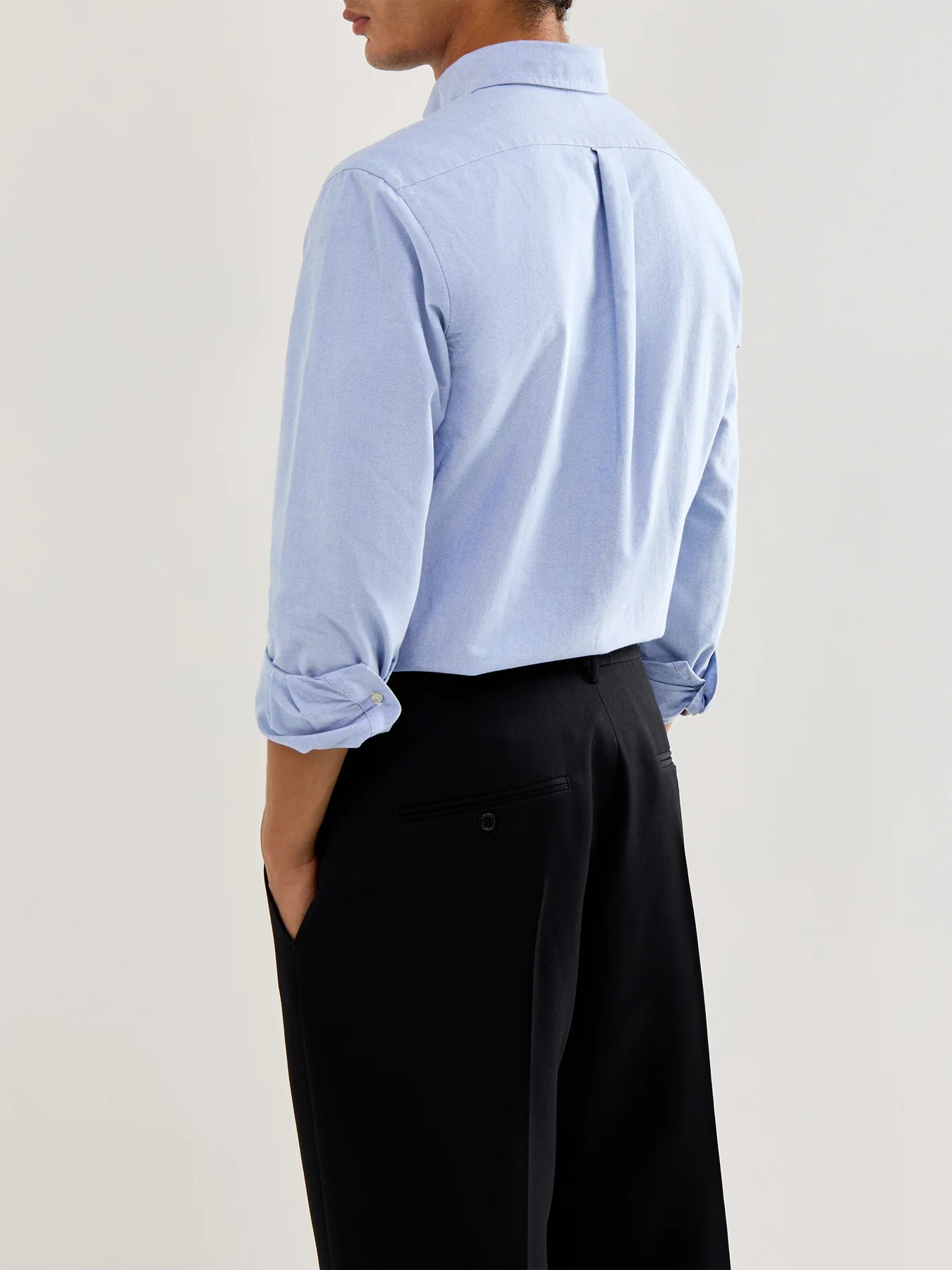 Custom Fit Oxford Long Sleeves Shirt Blue - Image 5