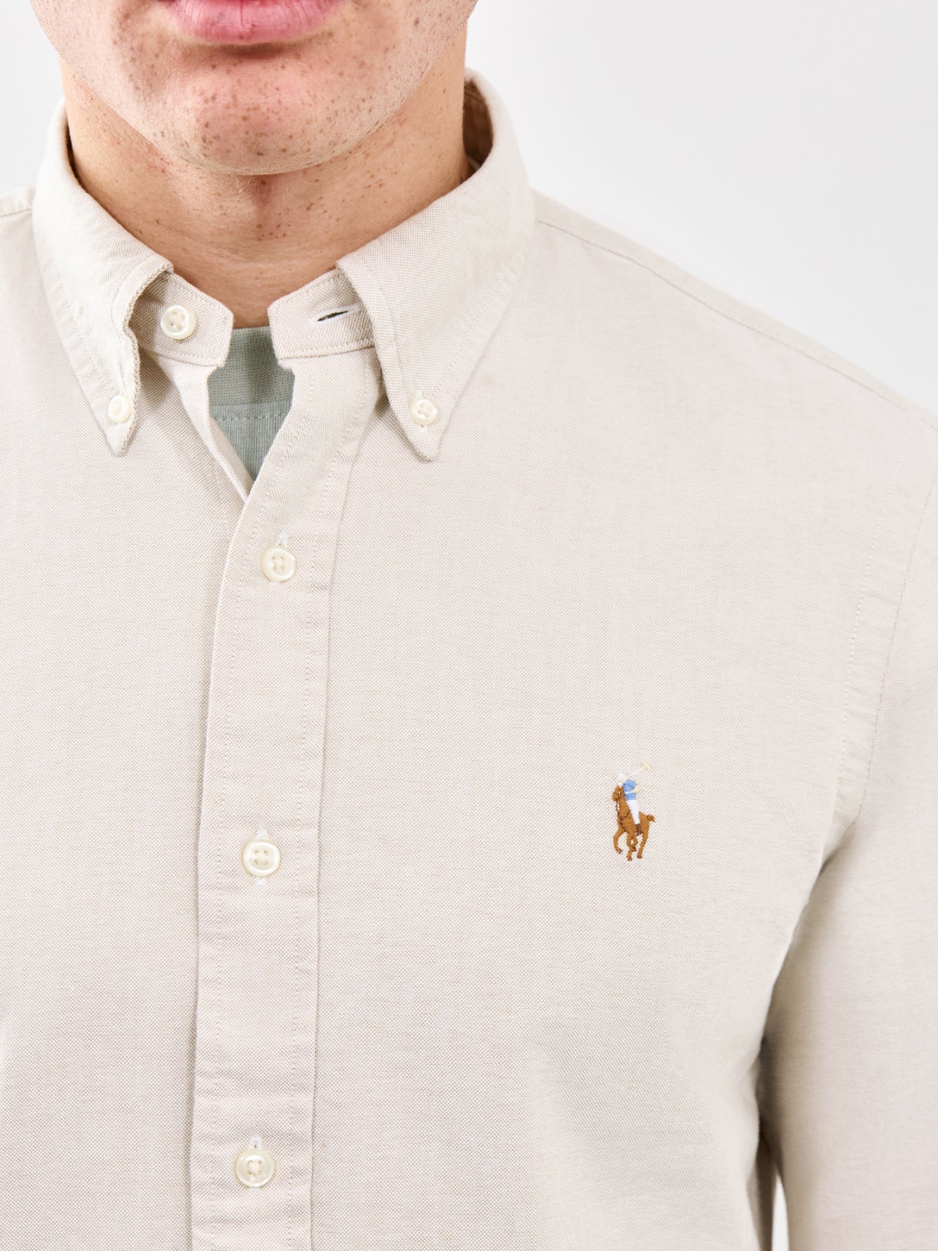 Custom Fit Oxford Shirt Beige - Image 3