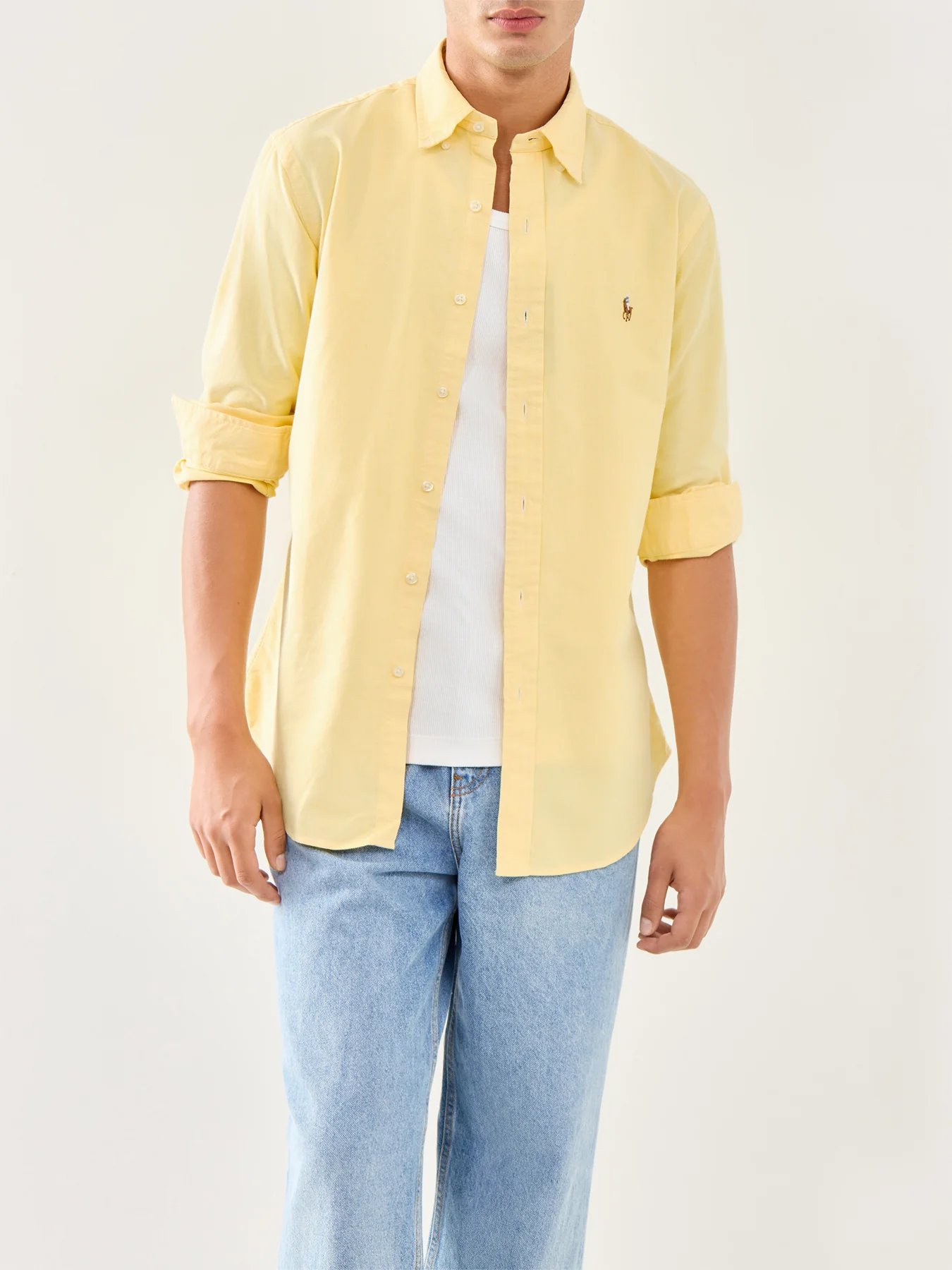 Custom Fit Cotton Oxford Shirt Yellow Cotton - Image 4