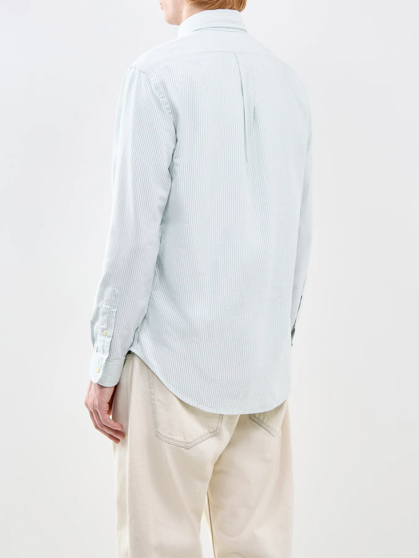 Custom Fit Oxford Stripe Shirt Green - Image 5