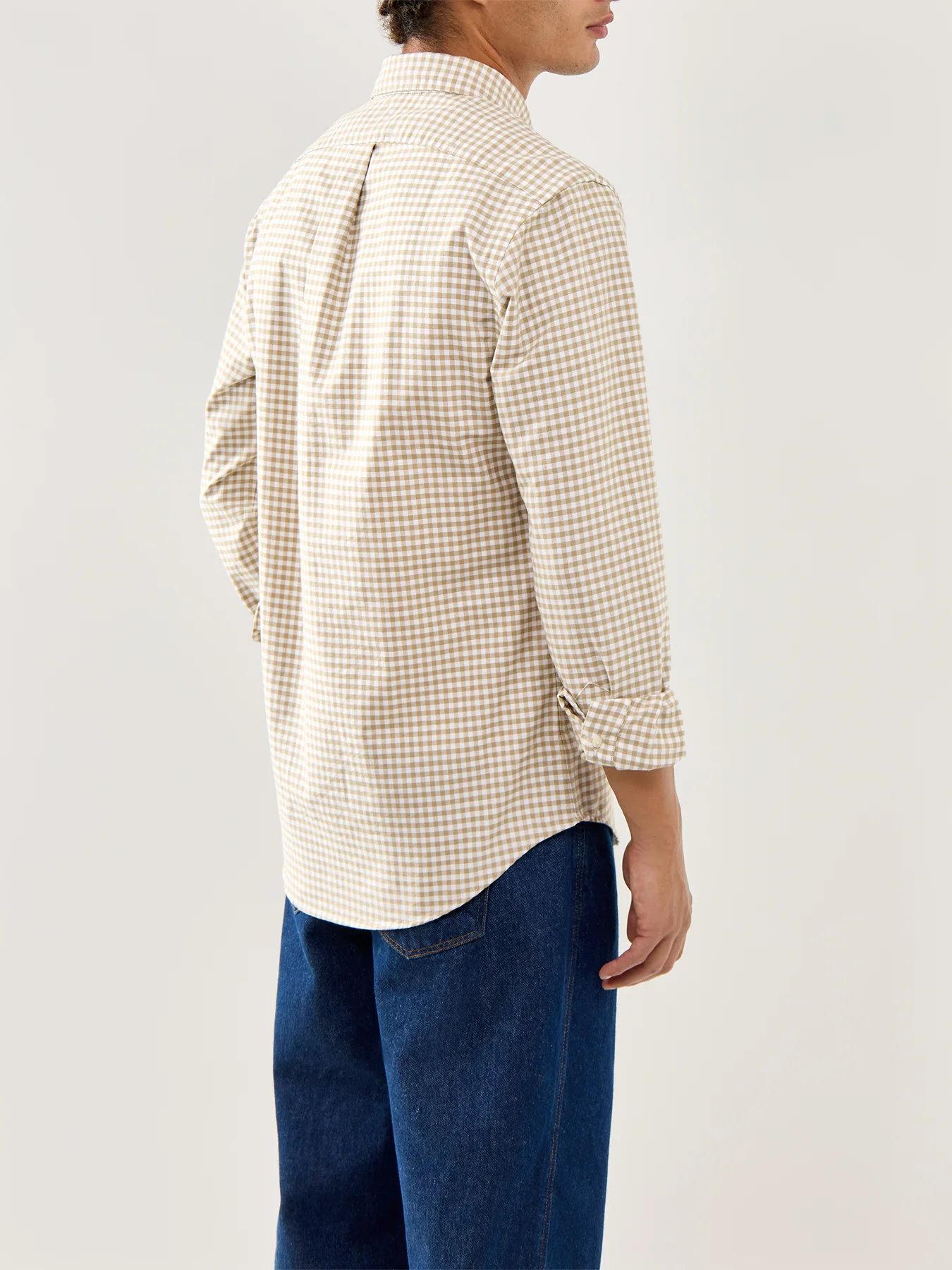 Custom Fit Oxford Gingham Check Shirt White - Image 5
