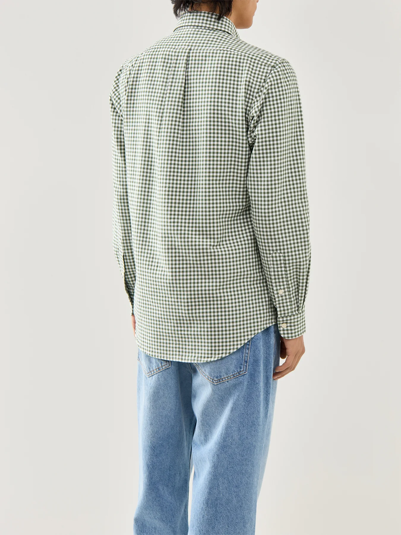 Custom Fit Oxfrod Gingham Check Shirt Shamrock White - Image 5