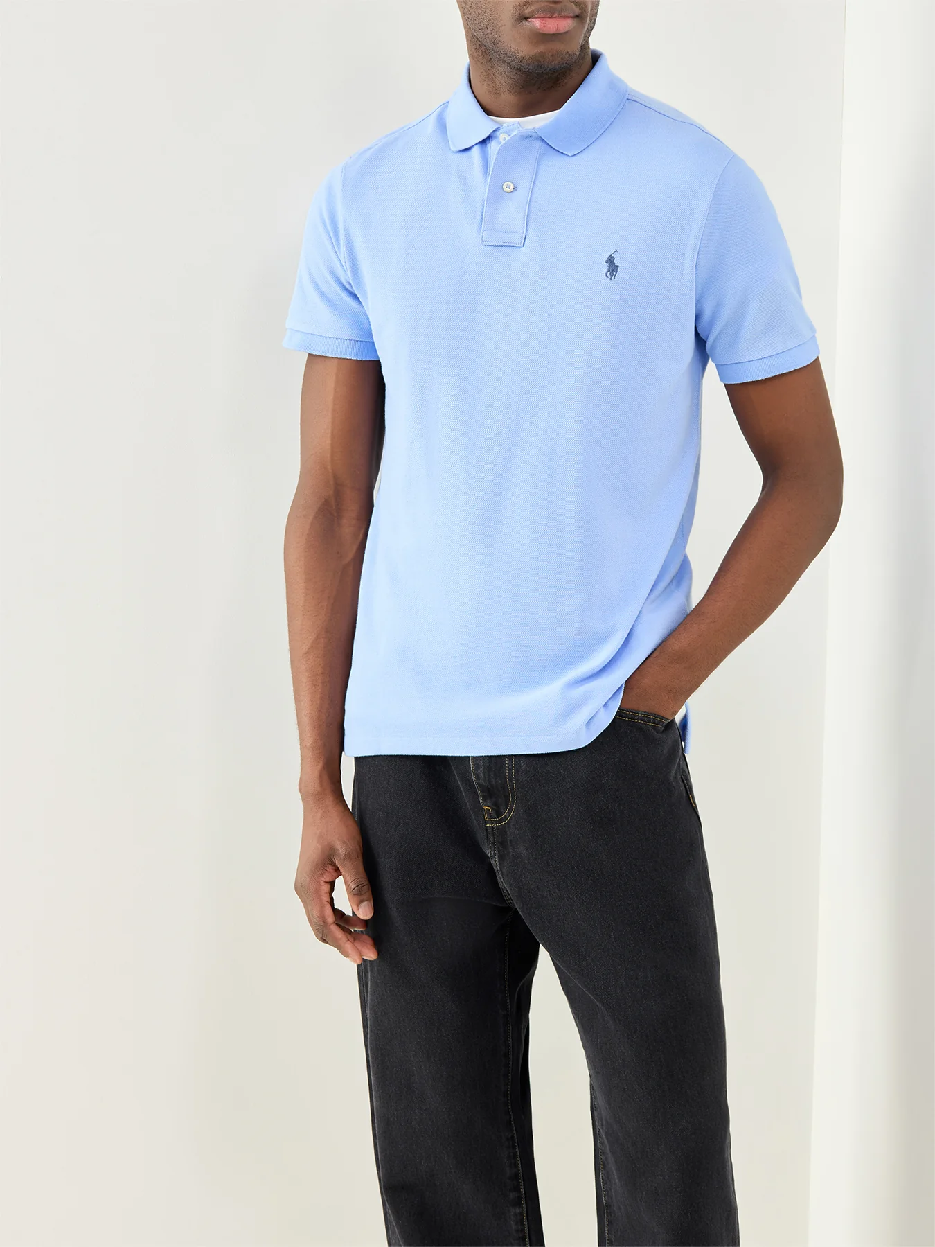 Custom Fit Polo Shirt Blue - Image 4