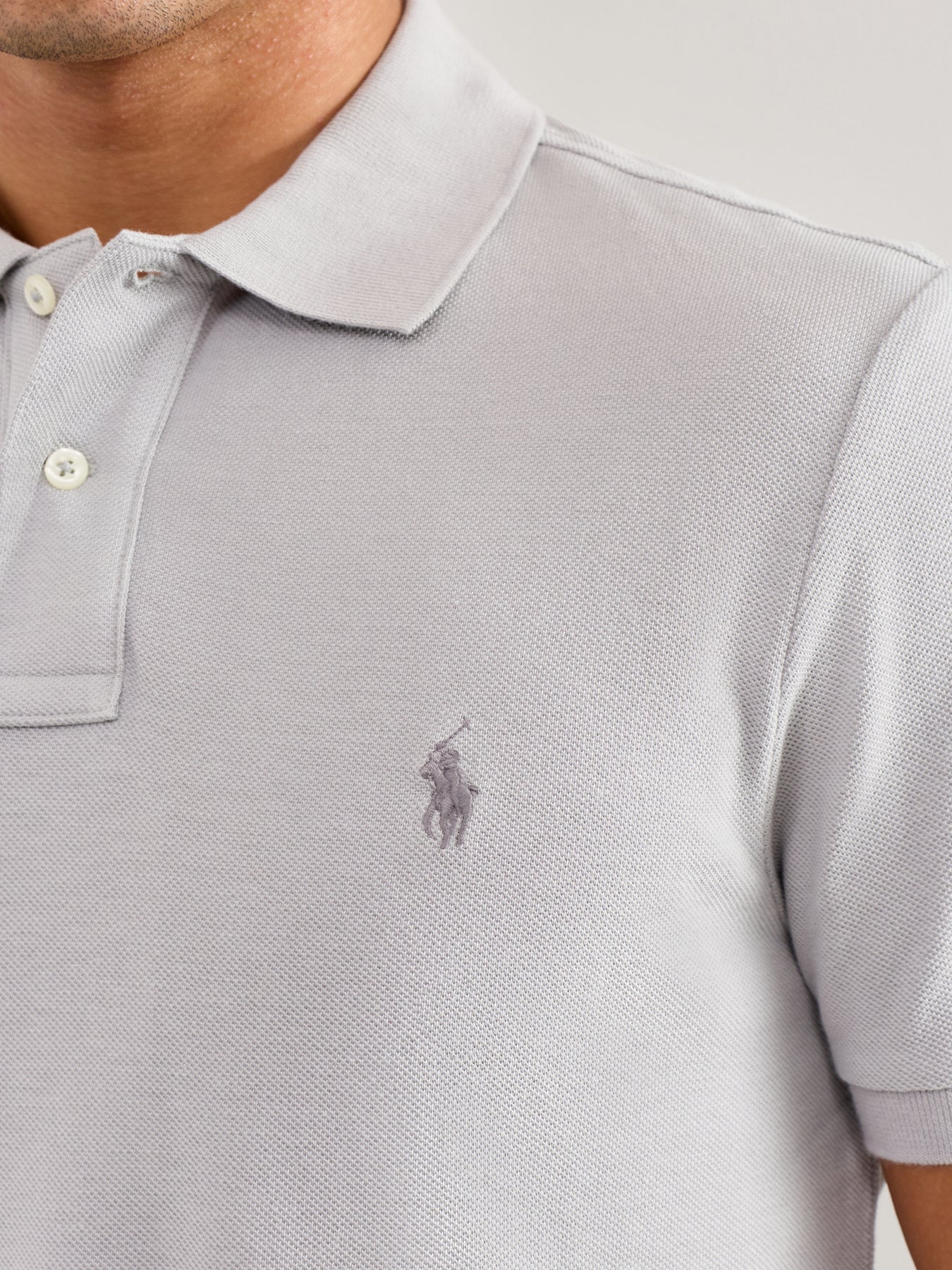 Custom Fit Cotton Polo Top Grey - Image 3