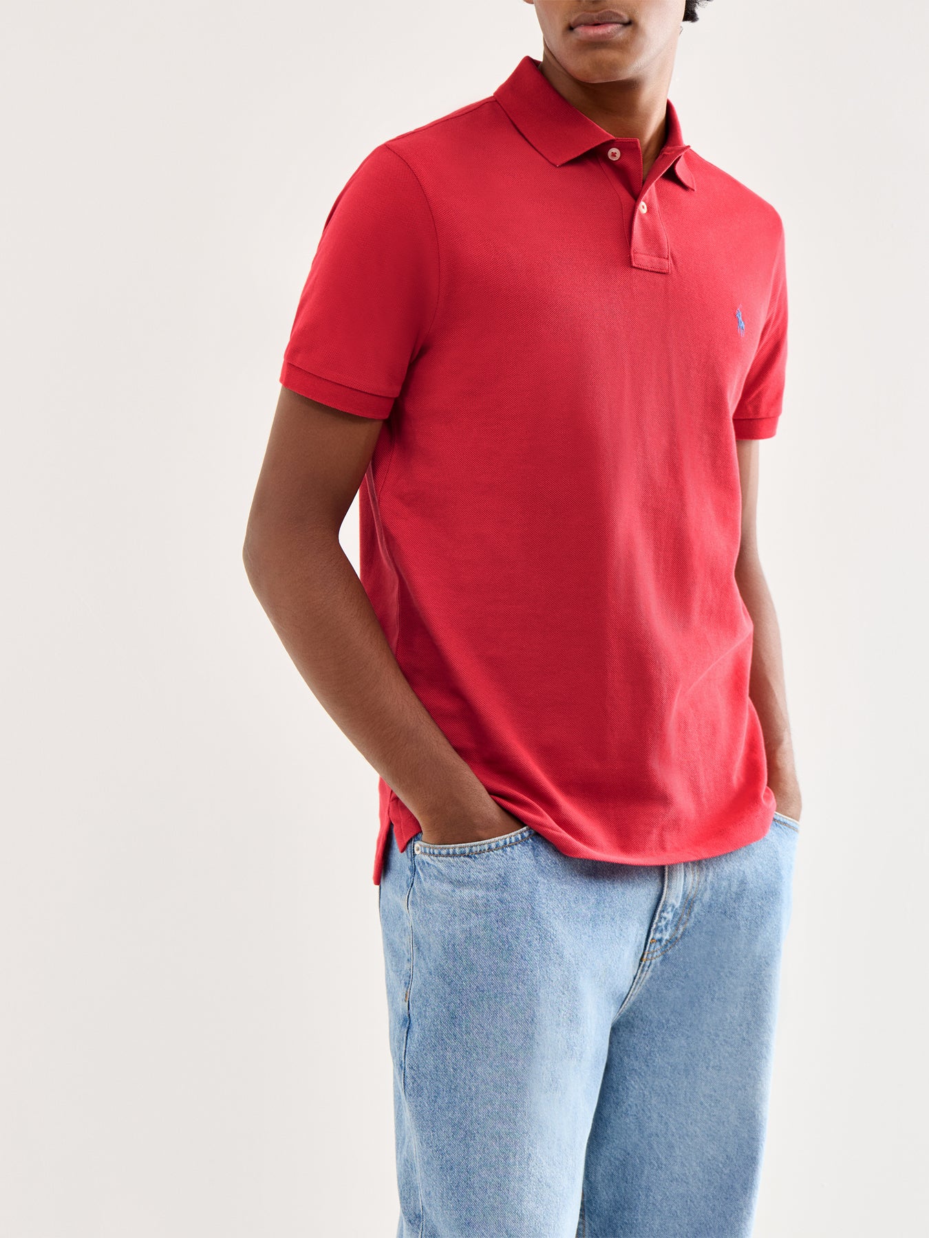 Custom Fit Cotton Polo Top Red - Image 4