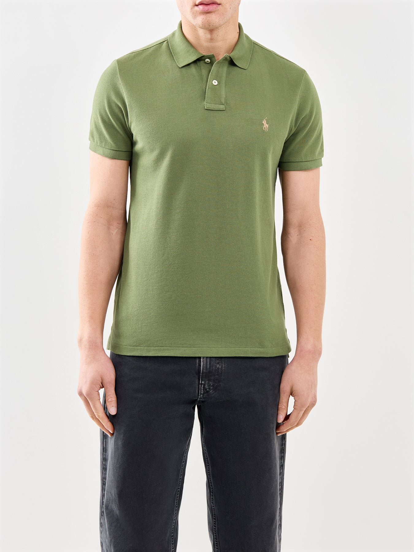 Custom Fit Polo Shirt Olive - Image 4
