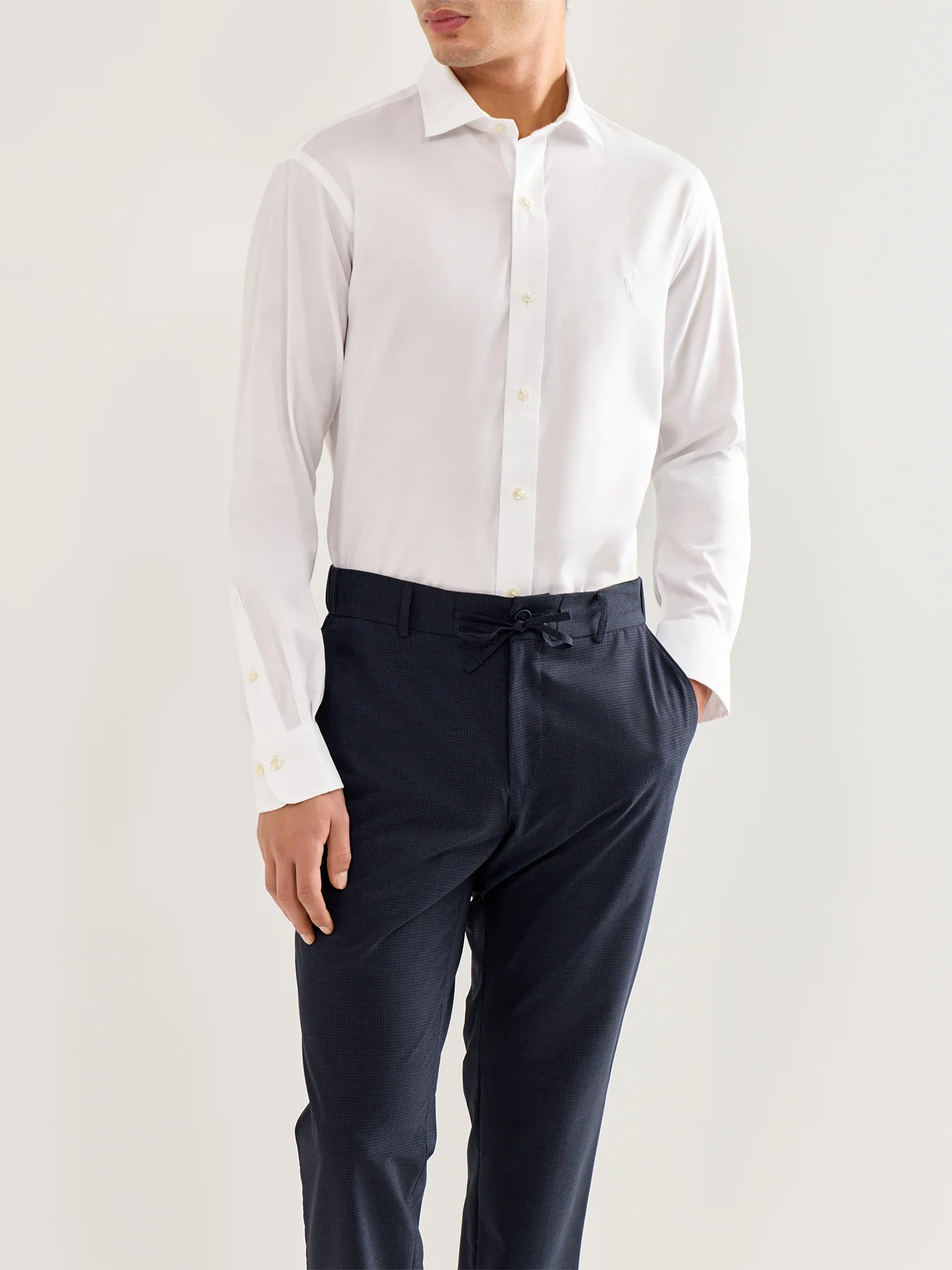 Custom Fit Textured Tonal Oxford Shirt Light Blue - Image 4