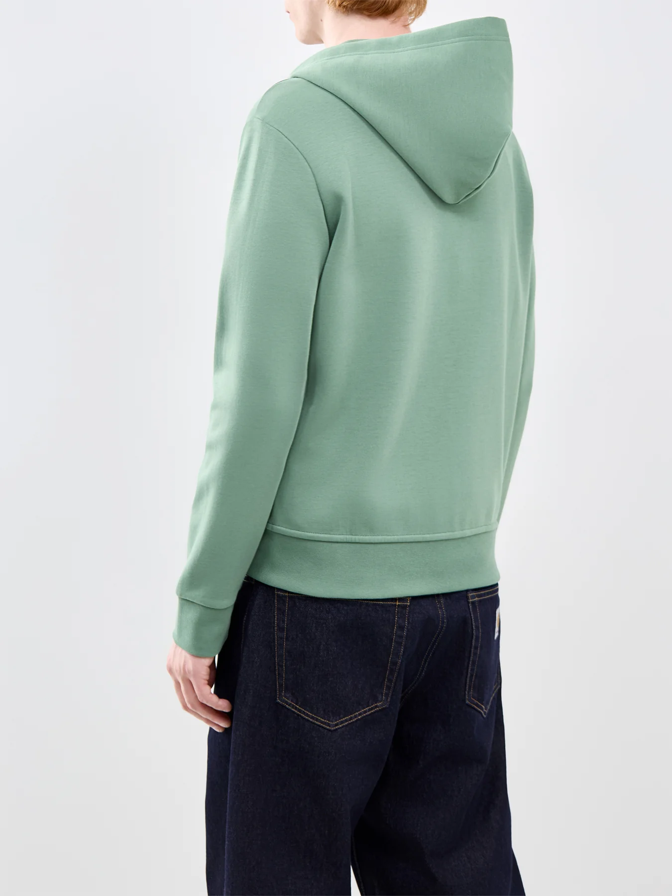 Double Knit Zip Through Hoodie Green - Image 5