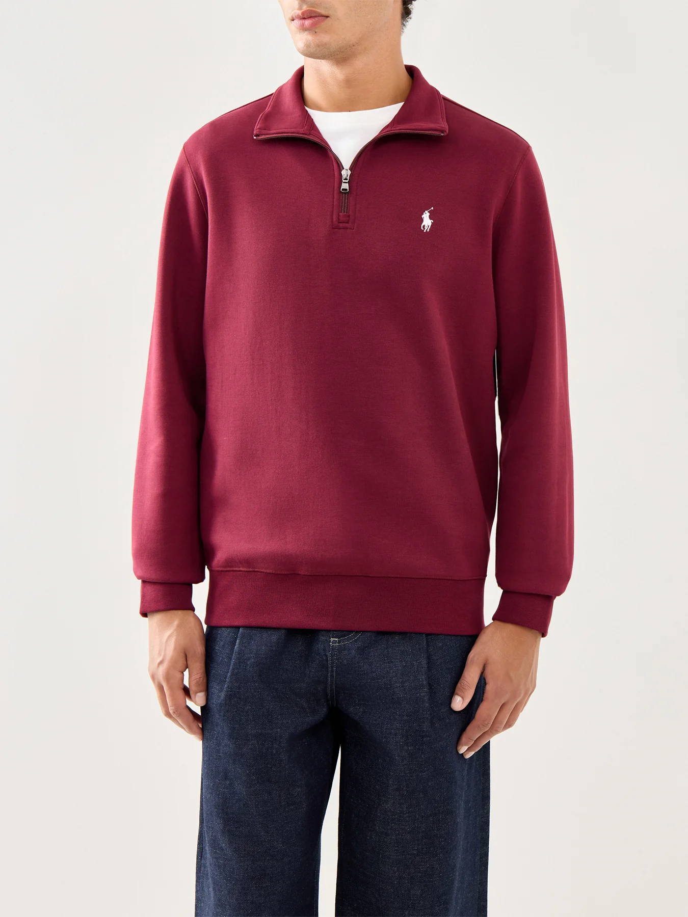 Double Knit 1/4 Zip Sweatshirt Wine - Image 4