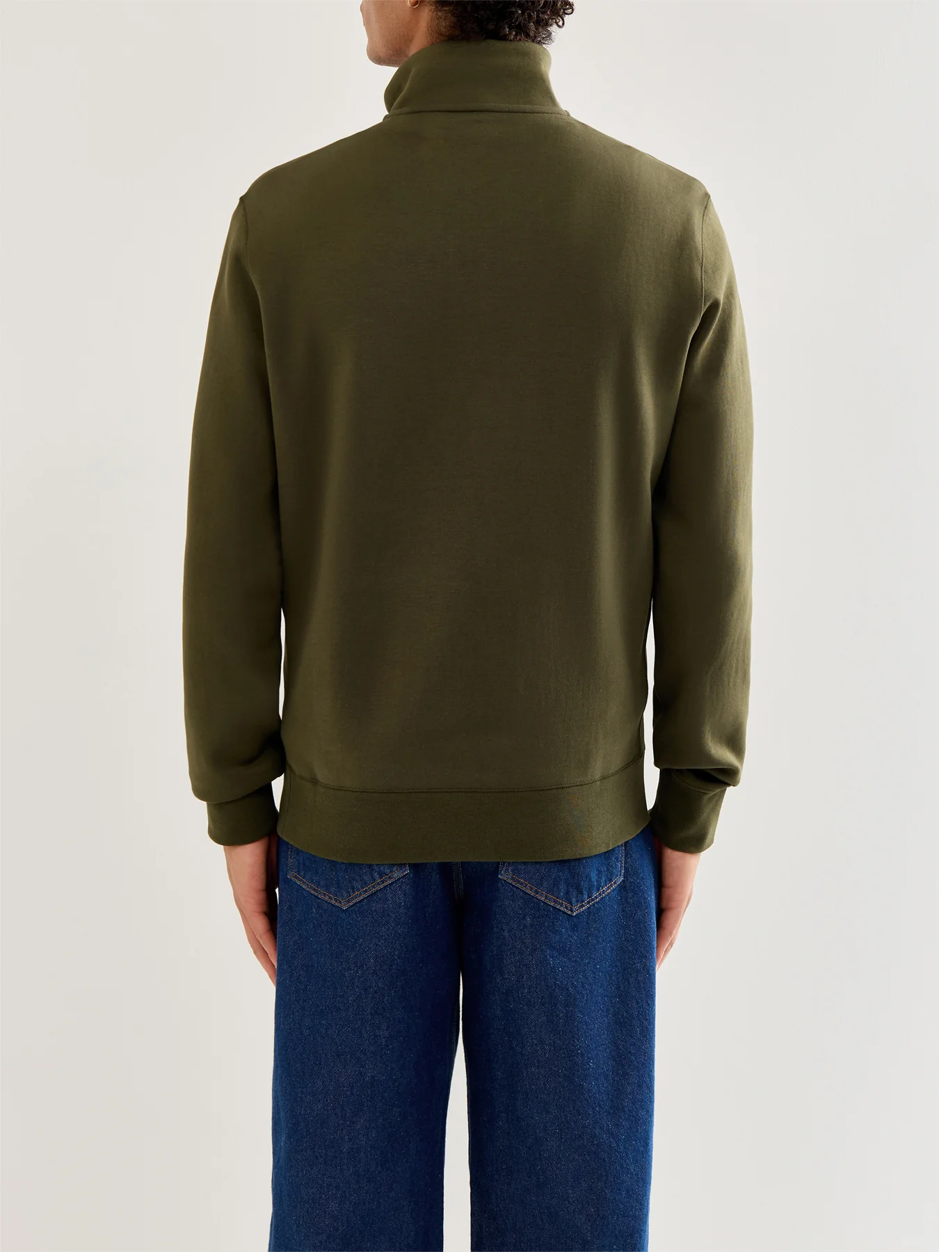 Double Knit 1/4 Zip Sweatshirt Green - Image 5