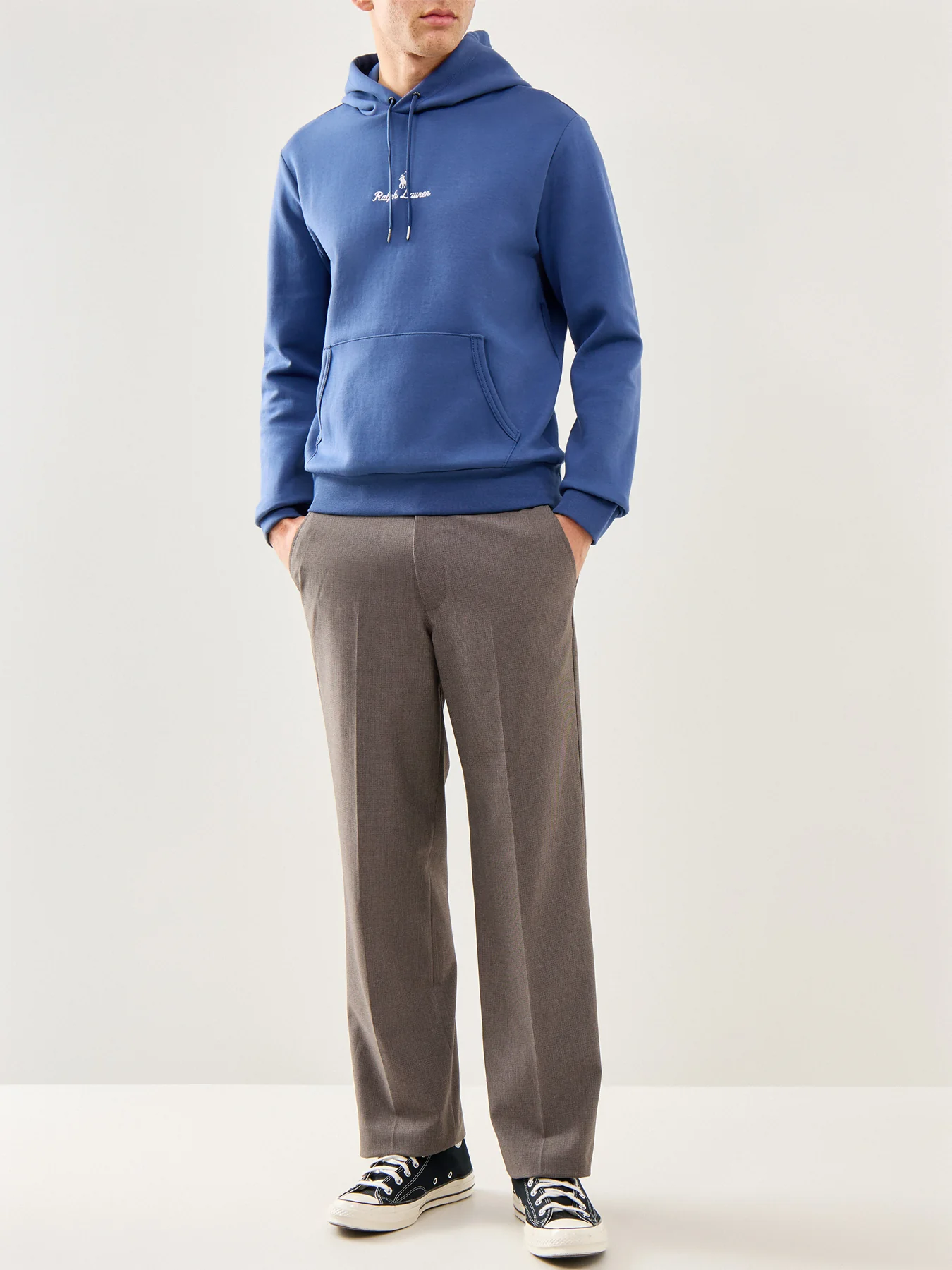 Double Knit Central Rope Logo Hoodie Blue - Image 2