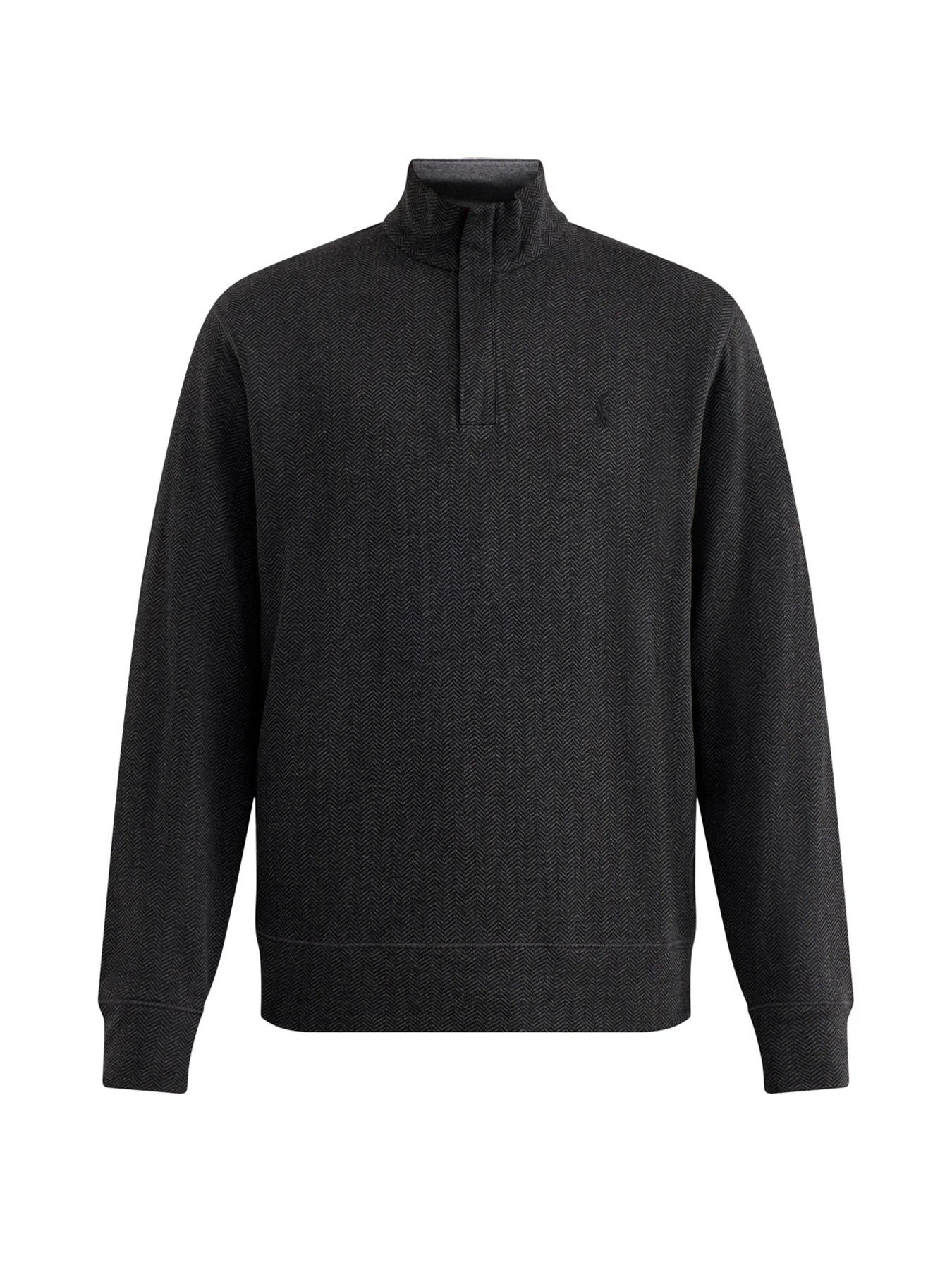 Double Knit Herringbone Quarter Zip Sweat Grey