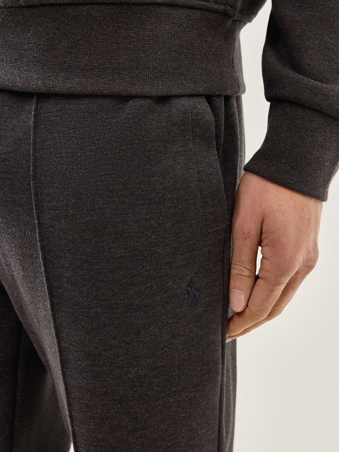 Double Knit Pleat Joggers Grey - Image 3