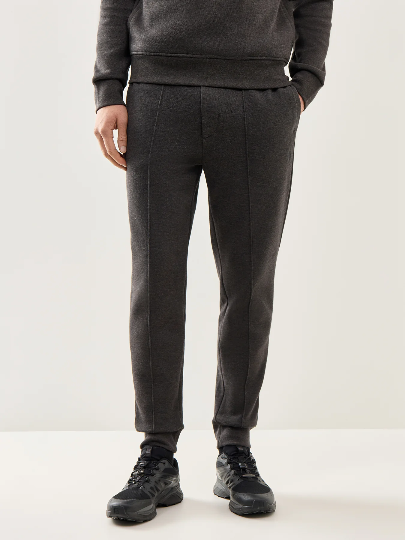 Double Knit Pleat Joggers Grey - Image 4